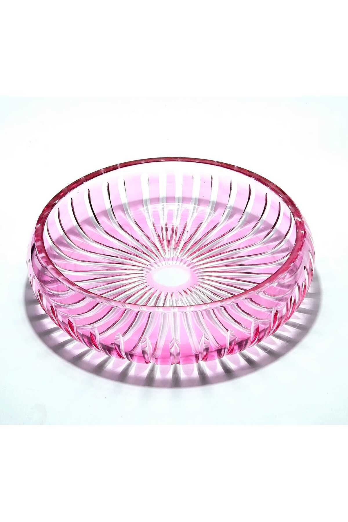 El Yapımı Kesme Kristal Vertical Desen 28 Cm Dekoratif Sunumluk Sofra Sunum Kasesi