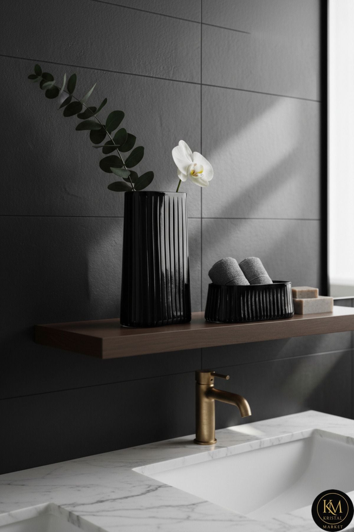 Roma vertical desen kristal kesme lüks füme özel vazo gondol Ürün ana görseli