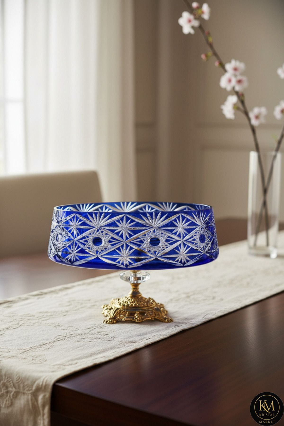 El Yapımı Kristal Avangart Vizyon Merkür Dekoratif Sunumluk Ayaklı Kase Ürün ana görseli