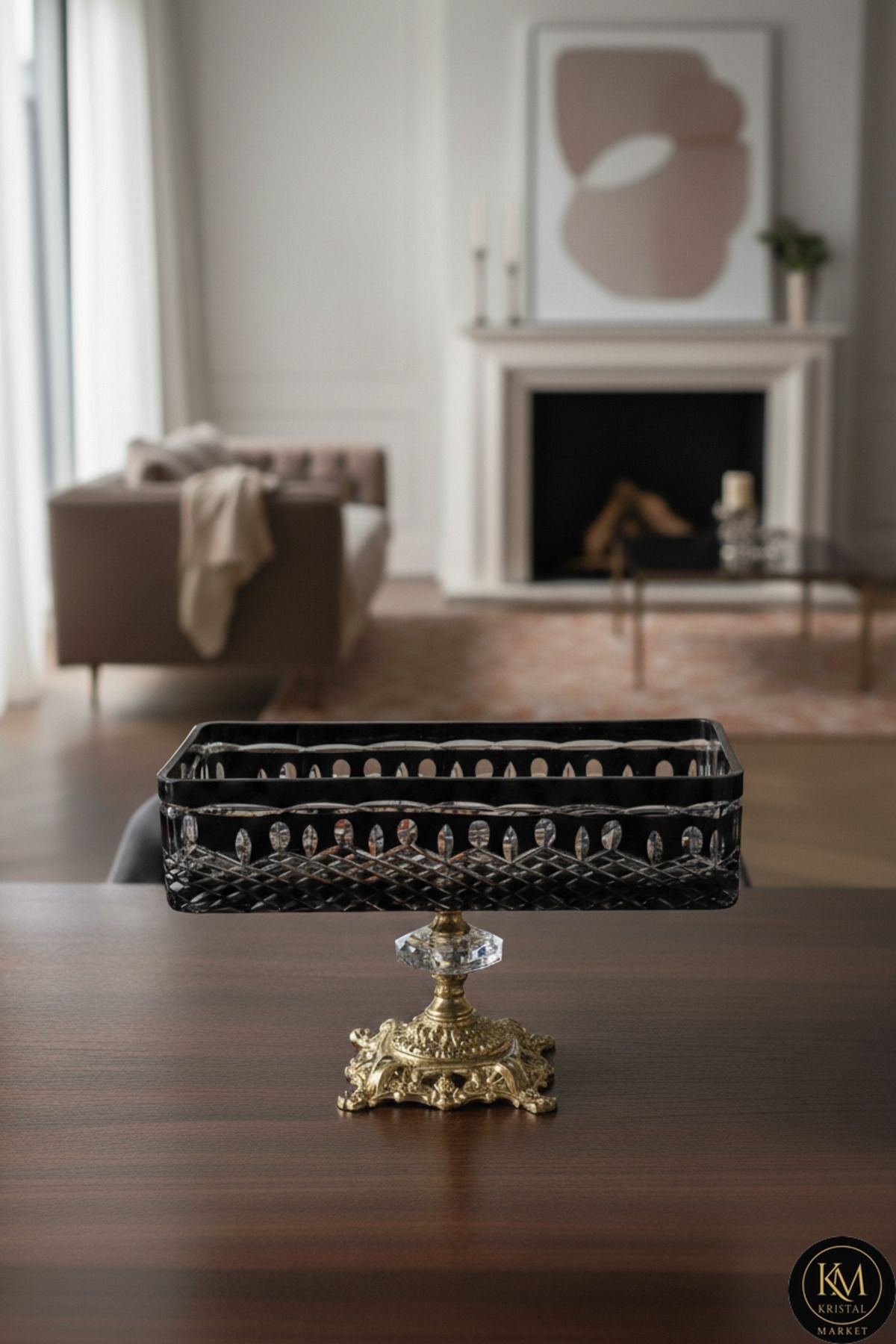 El Yapımı Kristal Royal Desenli Baton Dekoratif Sunumluk Sofra Sunum Kasesi Ürün ana görseli