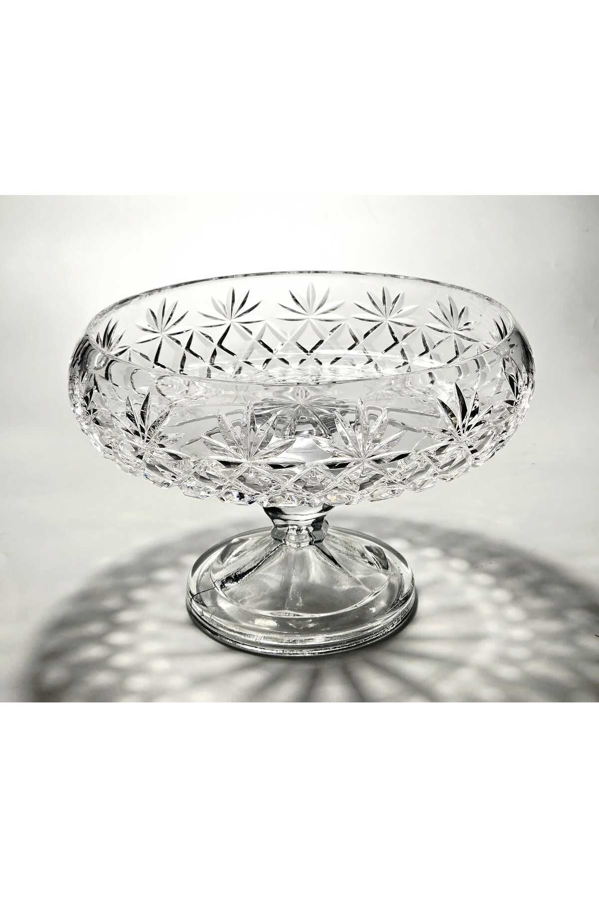 El Yapımı Kristal Palm Desenli 28 Cm Dekoratif Sunumluk Kase