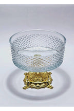 19cm Kesme Kristal Dekor Metal Ayak Cam Kase Karizma Desen