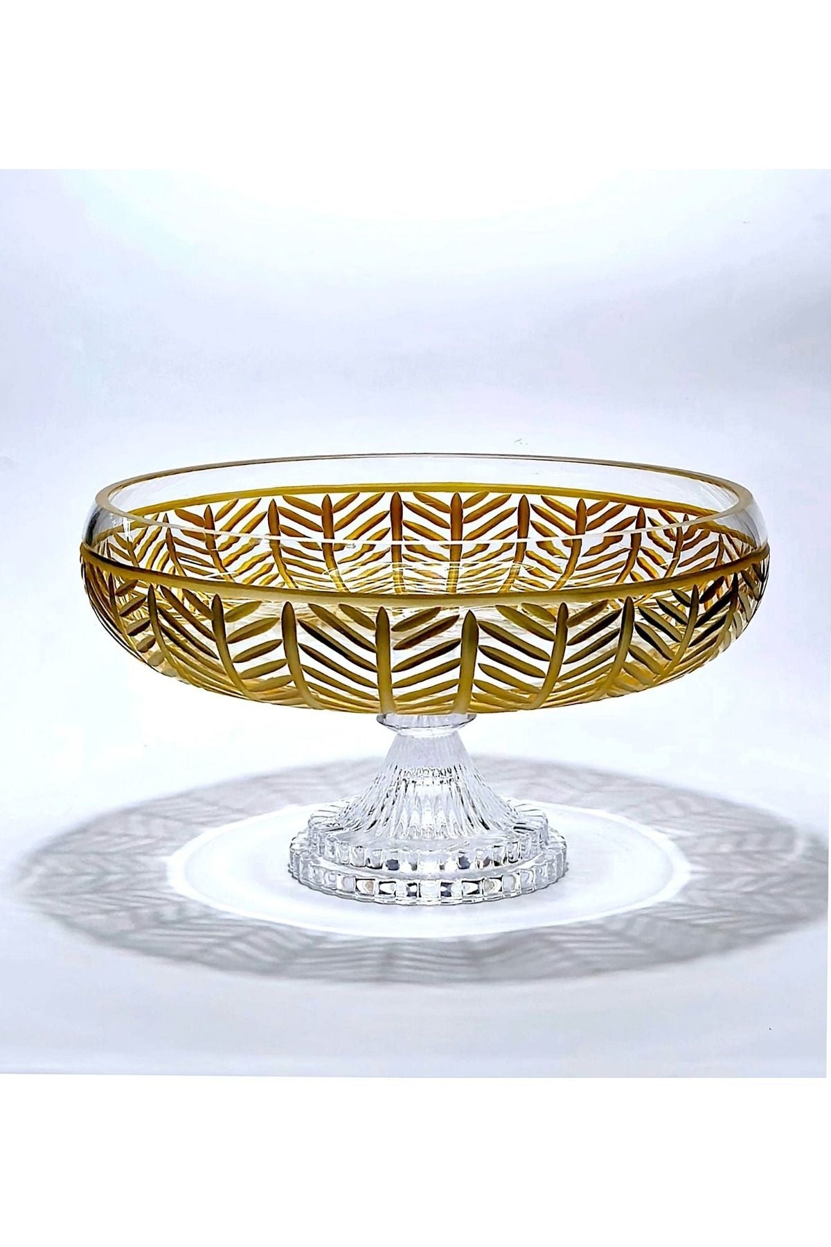 KESME KRİSTAL  GOLD DEKOR AYAKLI  SOFRA SUNUM KASE Ürün ikincil görseli