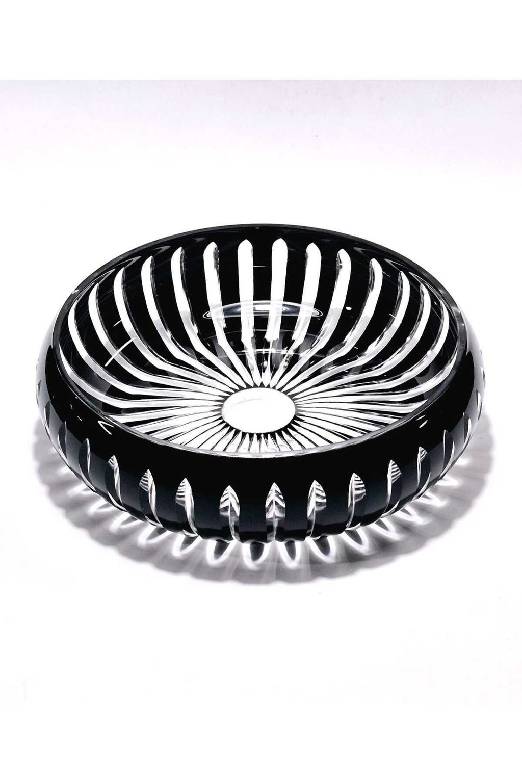 28cm Kristal Kesme Vertical Dekor Siyah Büyük Kase