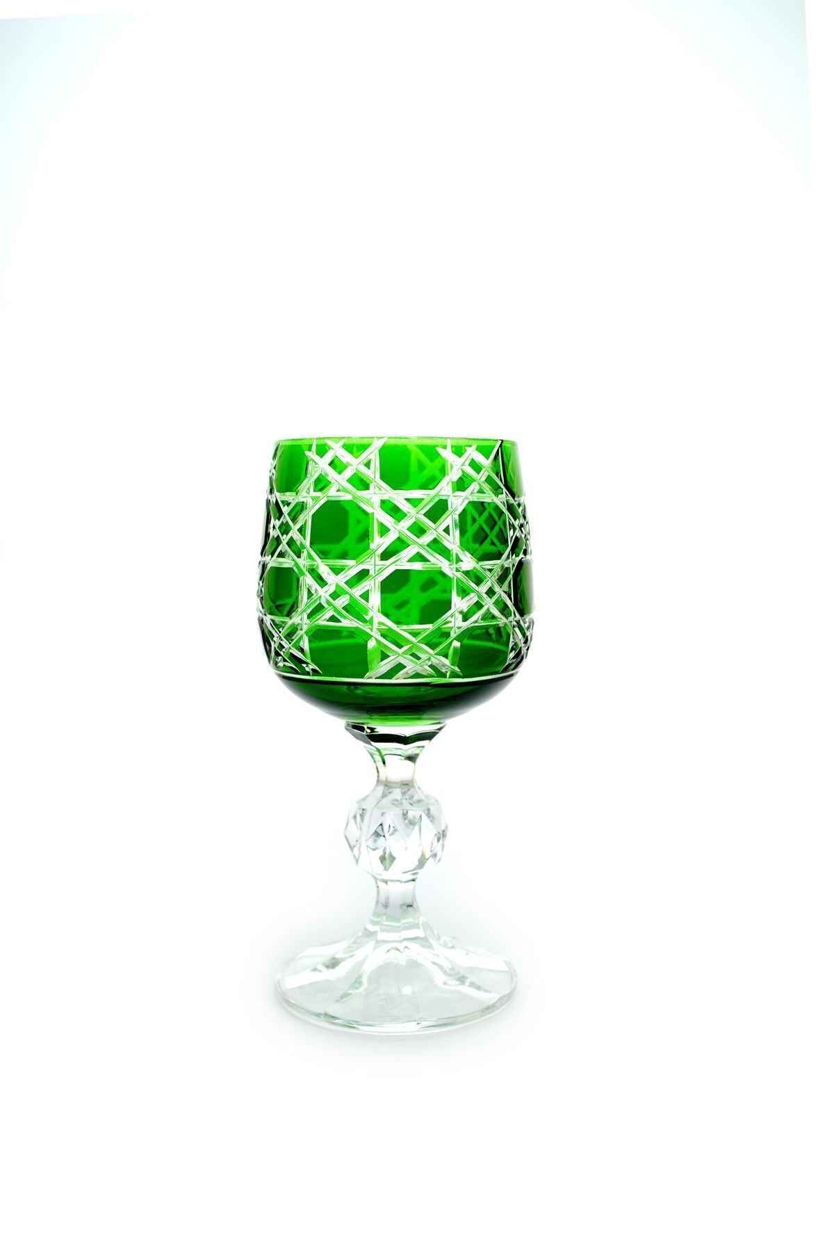 El Yapımı Kristal Bohemia Renkli Lüks Kristal Ayaklı Kadeh Kahve Yanı Su Bardağı