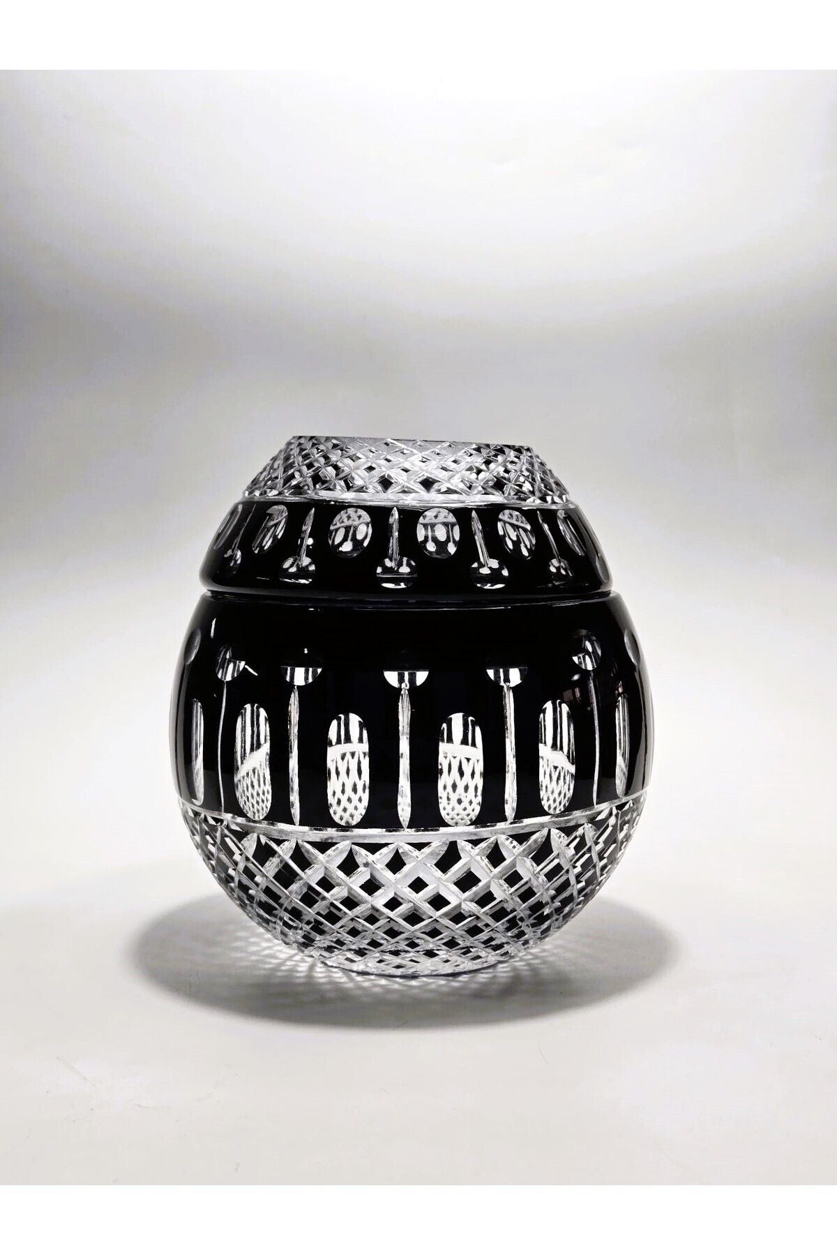 El Yapımı Kristal Kesme Desen Büyük Dekoratif Peçetelik Mumluk Ürün ikincil görseli