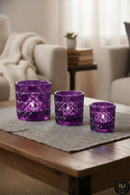 El Yapımı Kristal Mumluk Takımı 3'lü