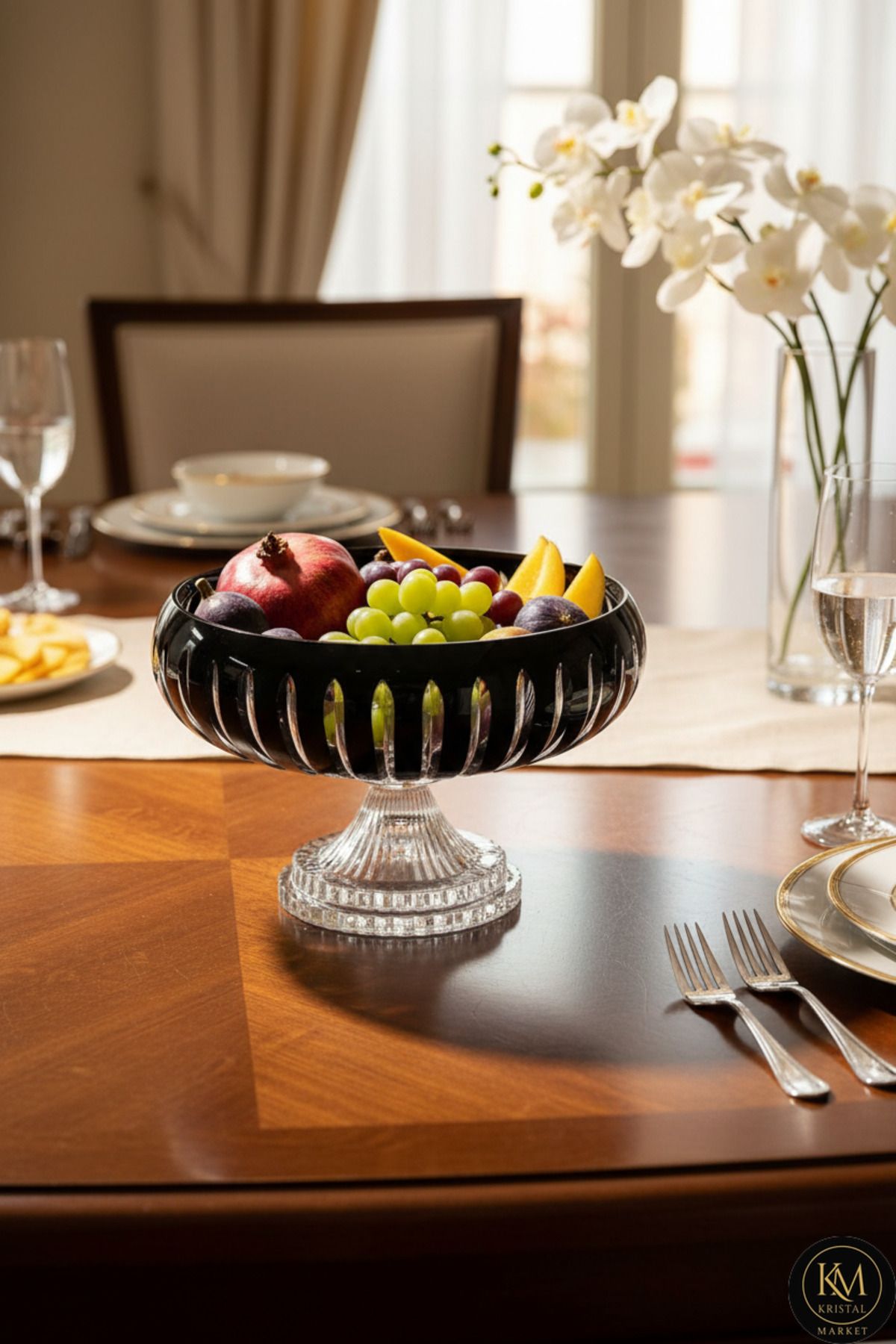 28Cm KESME KRİSTAL Vertical DEKOR EL İŞÇİLİĞİ BÜYÜK KASE /SUNUMLUK Ürün ana görseli