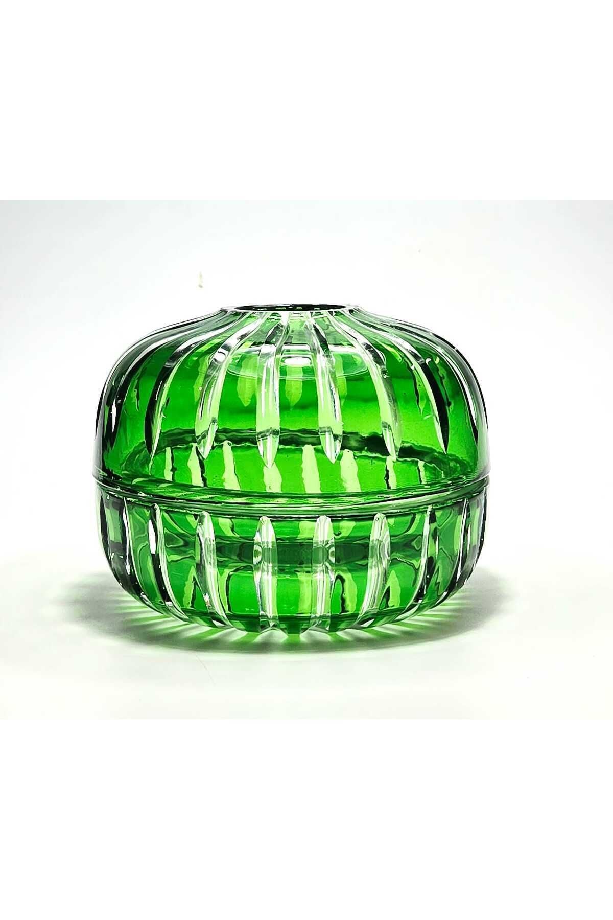 El Yapımı Kristal Vertical Desenli Dekoratif Sunumluk Kapaklı Peçetelik Mumluk Ürün ikincil görseli