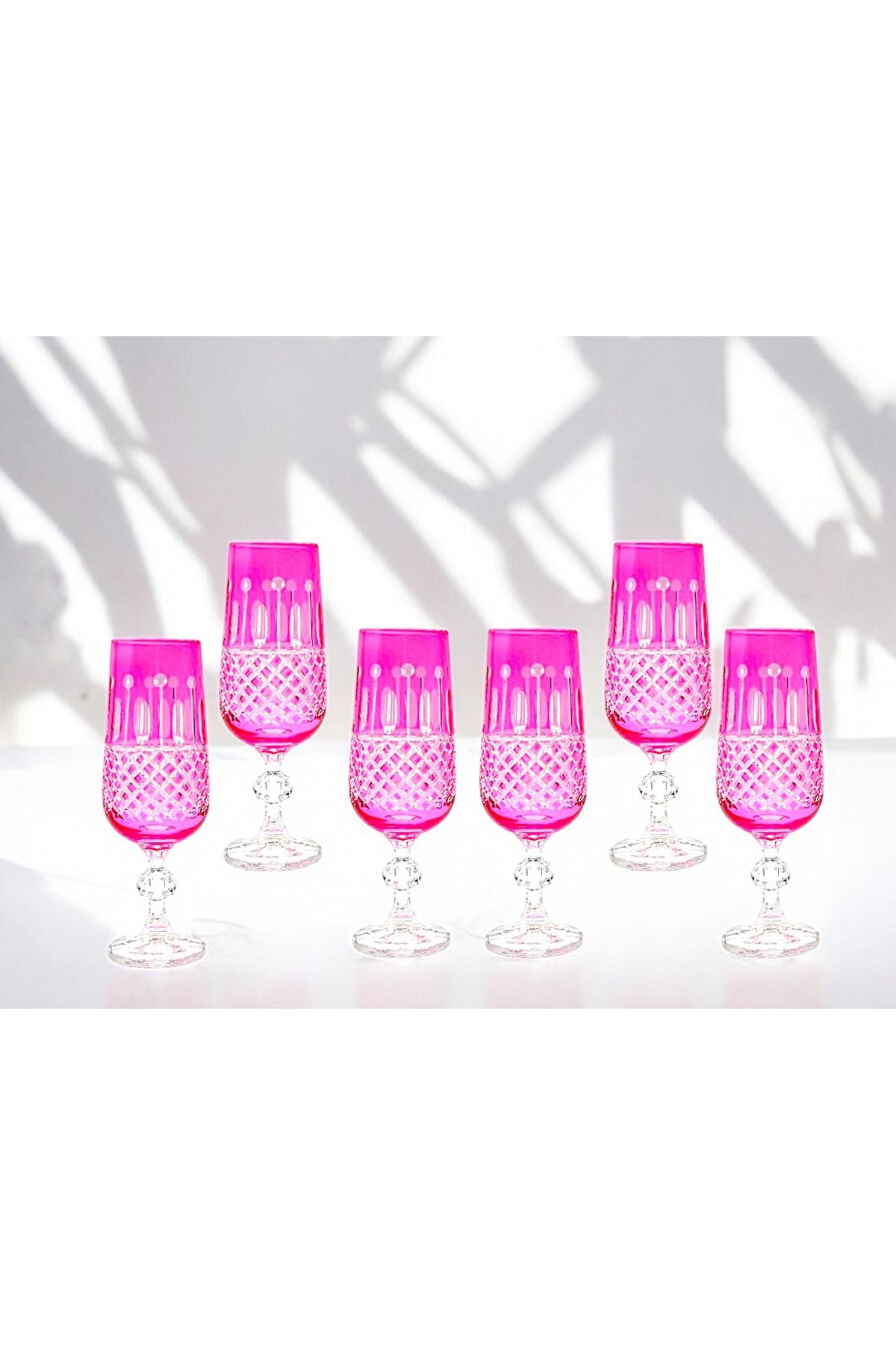 Kristal El Işçiliği Kahve Yanı Su Bardağı Royal Flüt Bohemia 6'lı Set