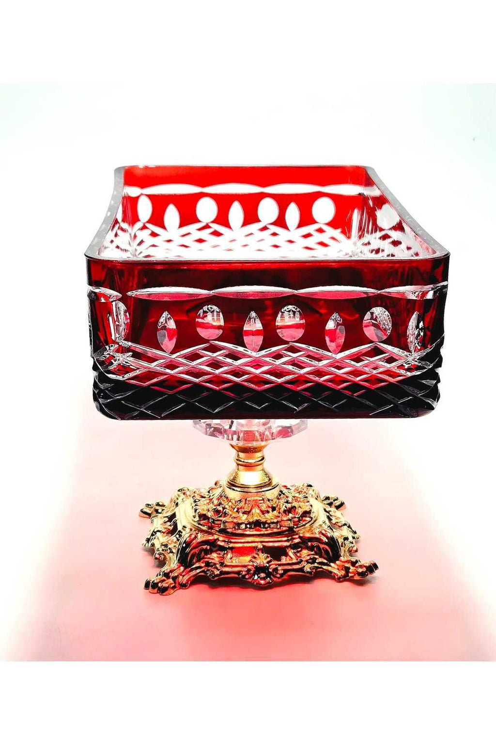 El Yapımı Kristal Royal Desenli Baton Dekoratif Sunumluk Sofra Sunum Kasesi