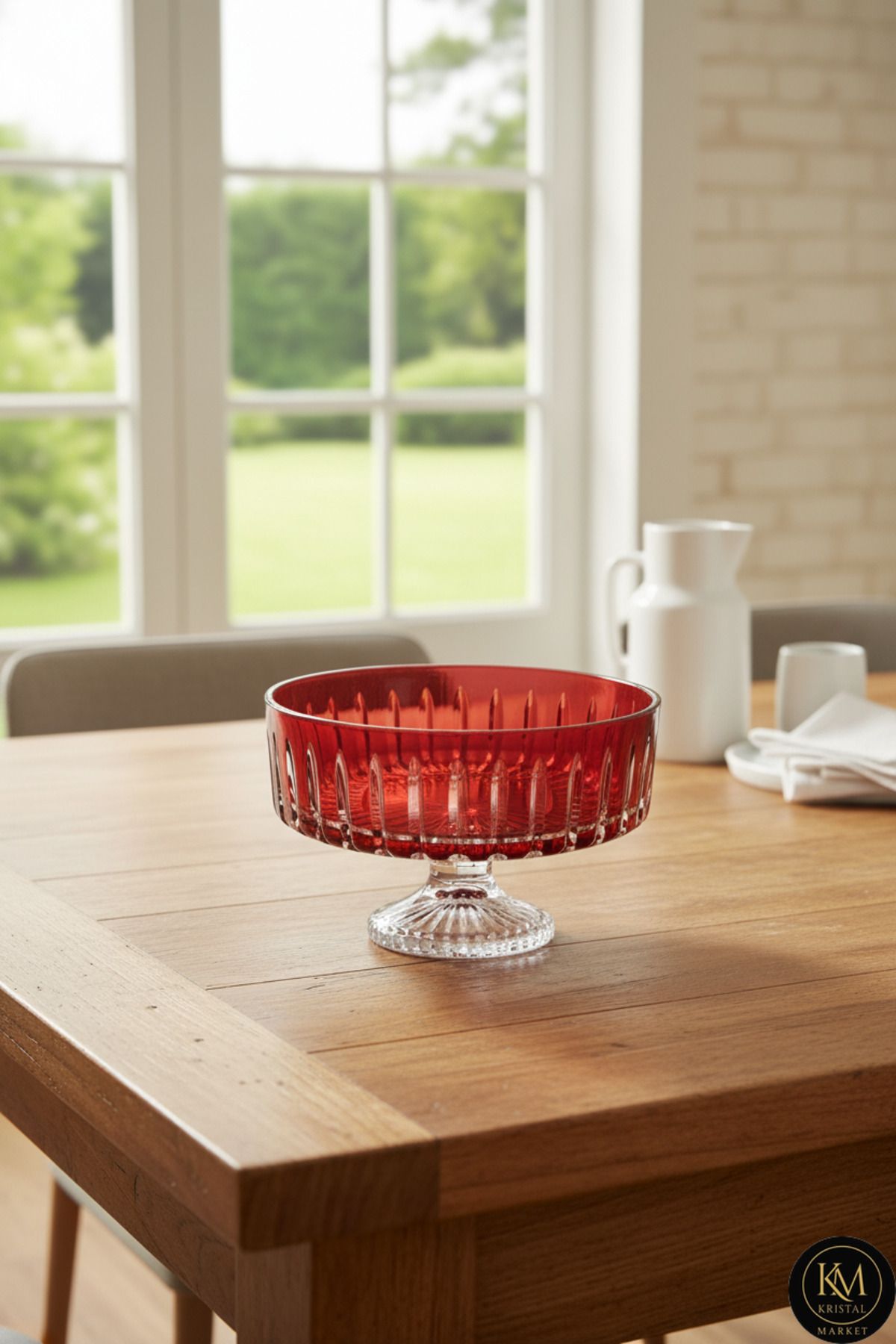 KRİSTAL KESME DEKOR SOFRA KASE SUNUMLUK MEYVELİK 25CM Ürün ana görseli