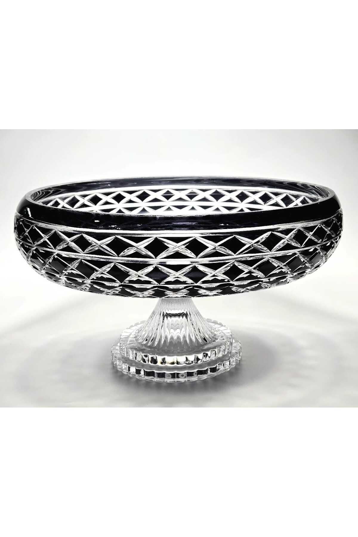 El Yapımı Kesme Kristal Bodrum Oval Desen 28 Cm Dekoratif Sunumluk Sofra Sunum Kasesi