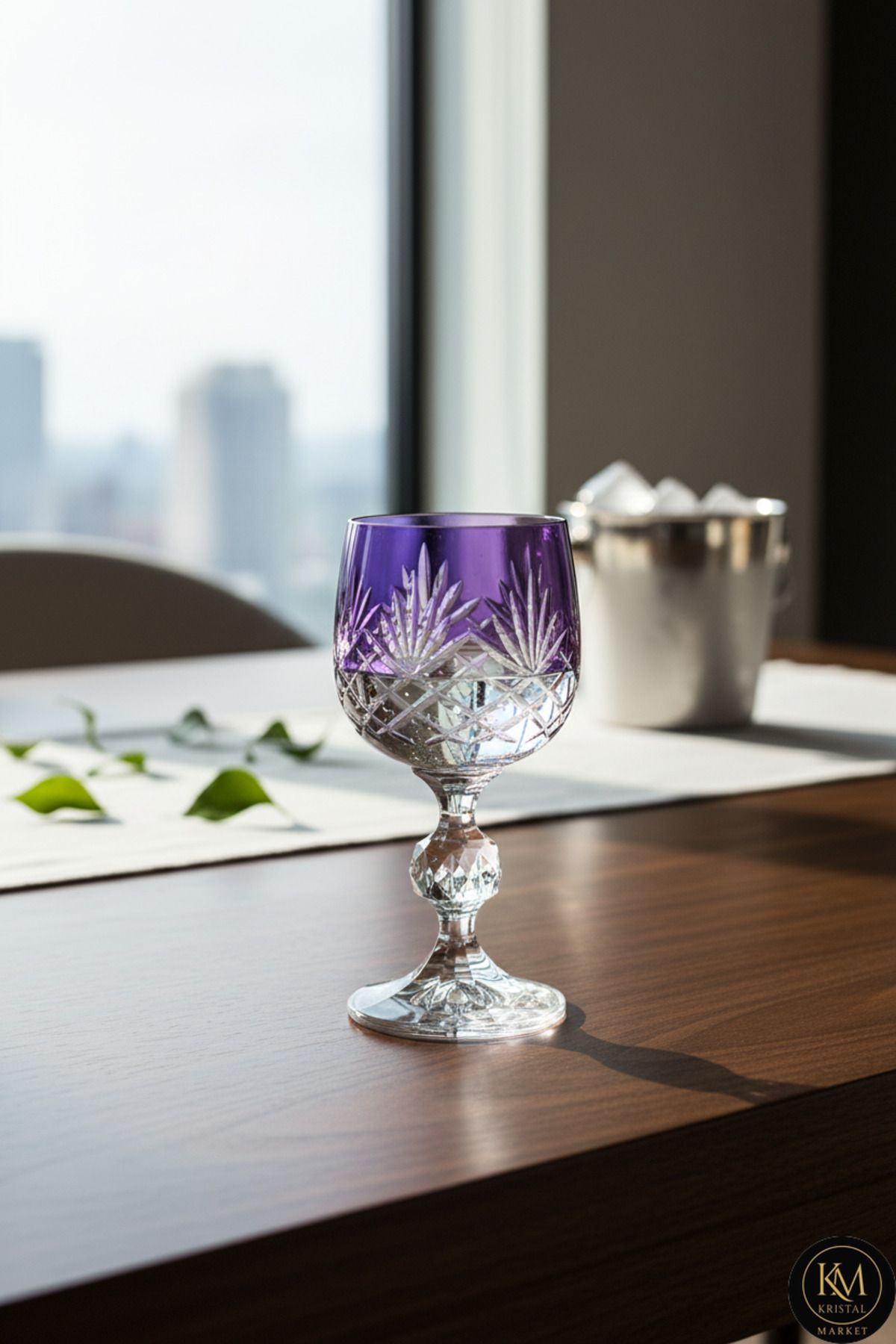 Bohemia Kristal Püskül Desenli Kristal Ayaklı Kahve Yanı Su Lüks Bardağı 150ml Ürün ana görseli