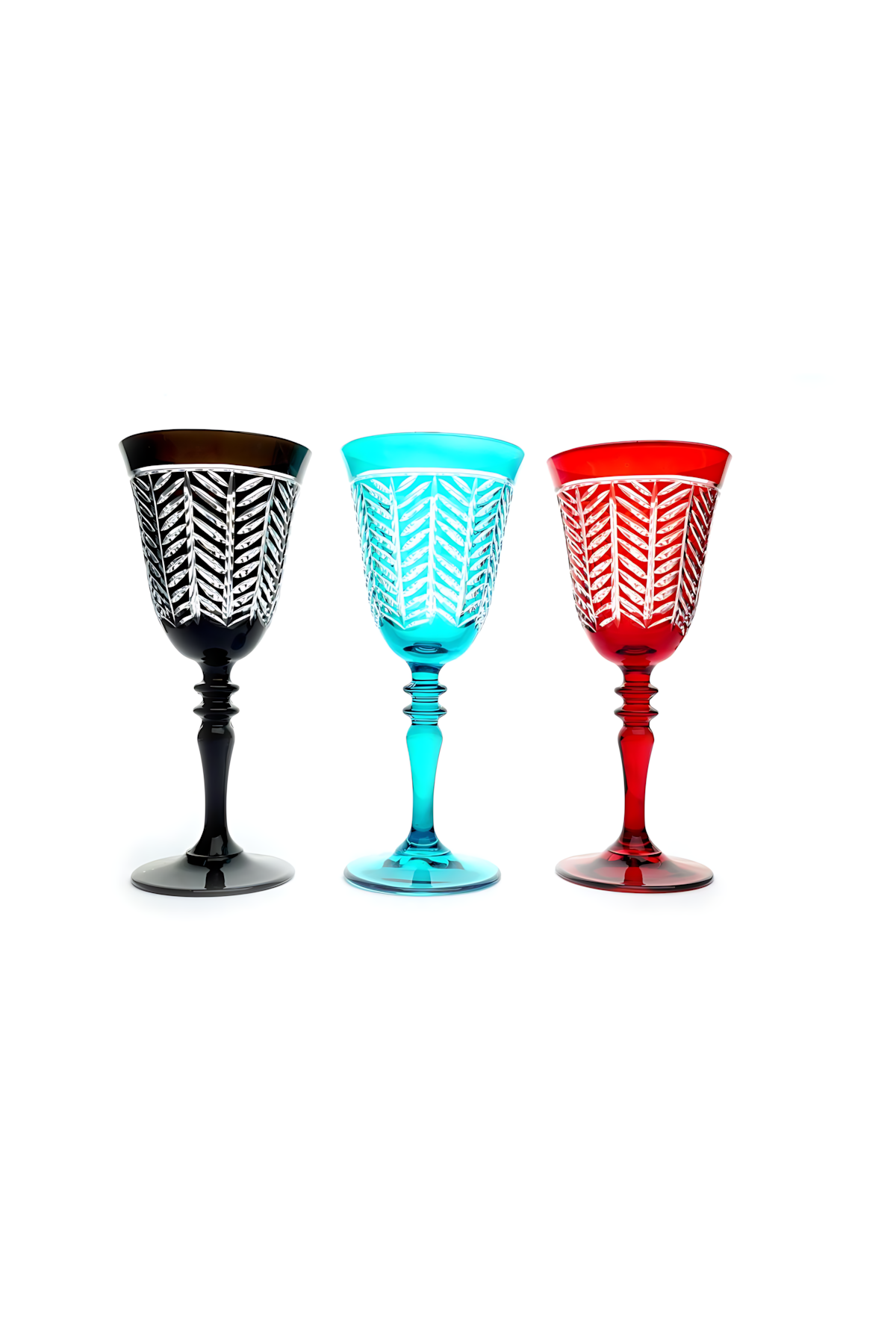 Kristal 3 Parça Yaprak Desenli Ayaklı Bardak 270ml Paşabahçe