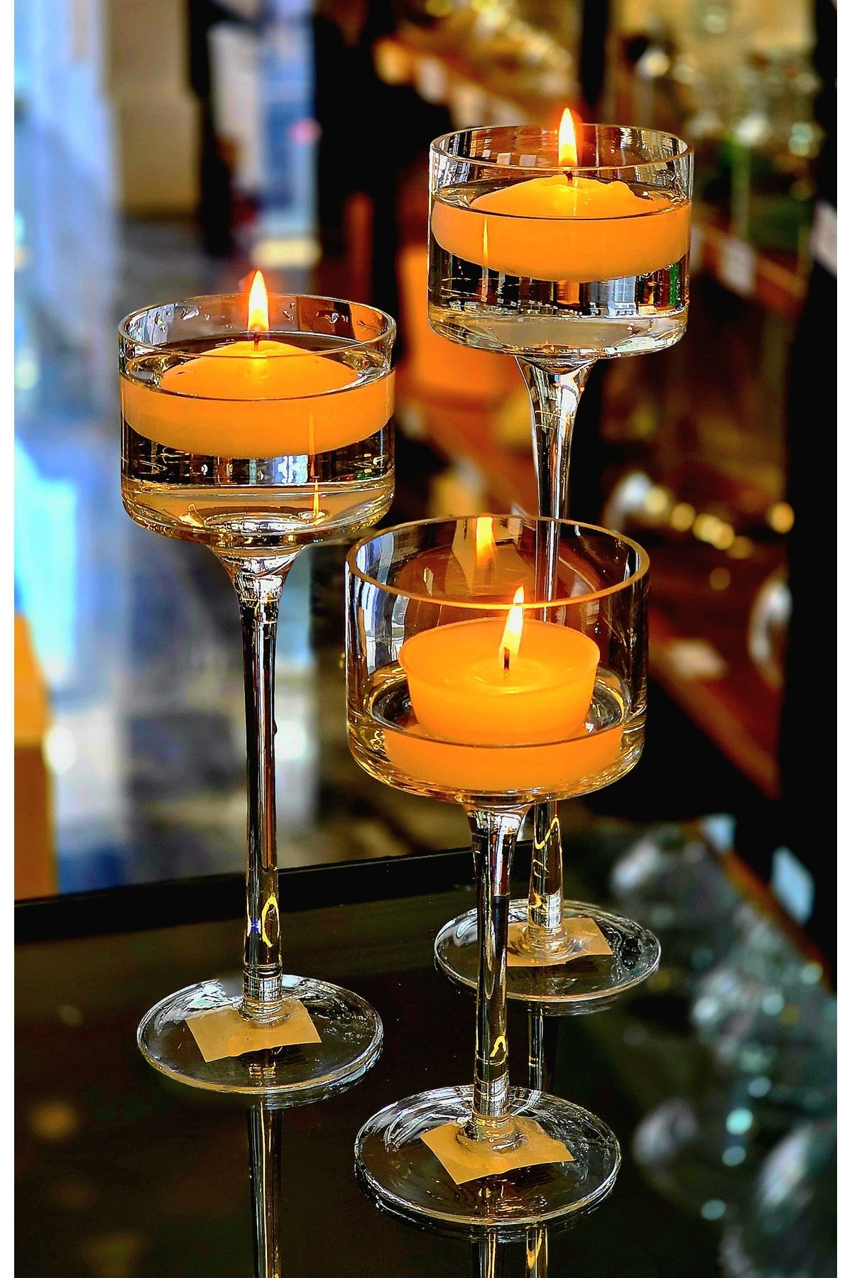 El Yapımı Kristal Dekoratif Mumluk Set 3'lü