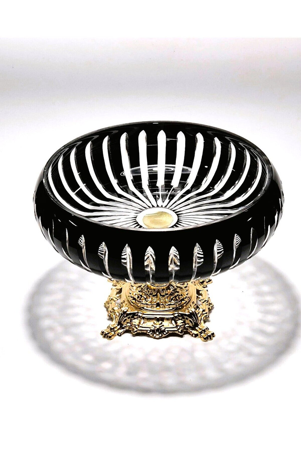 Kristal Kesme Vertical Dekor Siyah Büyük Kase 28