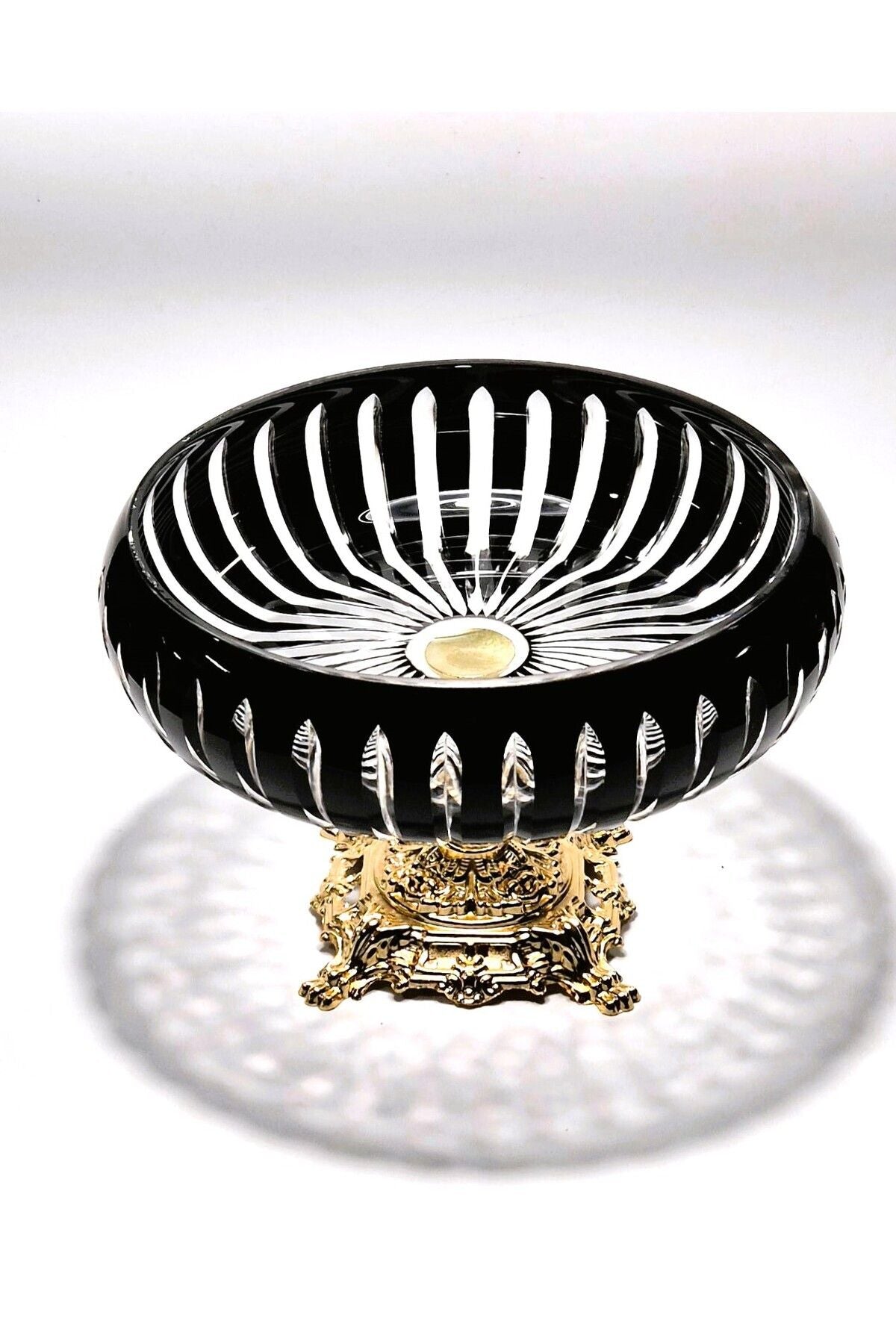 Kristal Kesme Vertical Dekor Siyah Büyük Kase 28