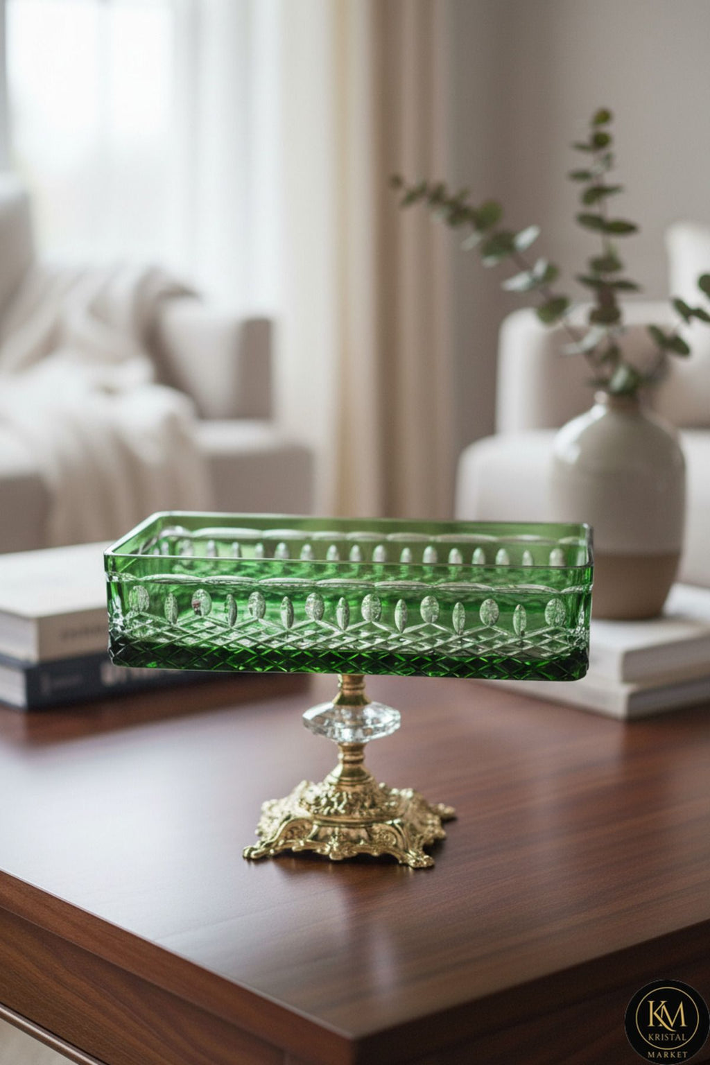 El Yapımı Kristal Royal Desenli Baton Dekoratif Sunumluk Sofra Sunum Kasesi