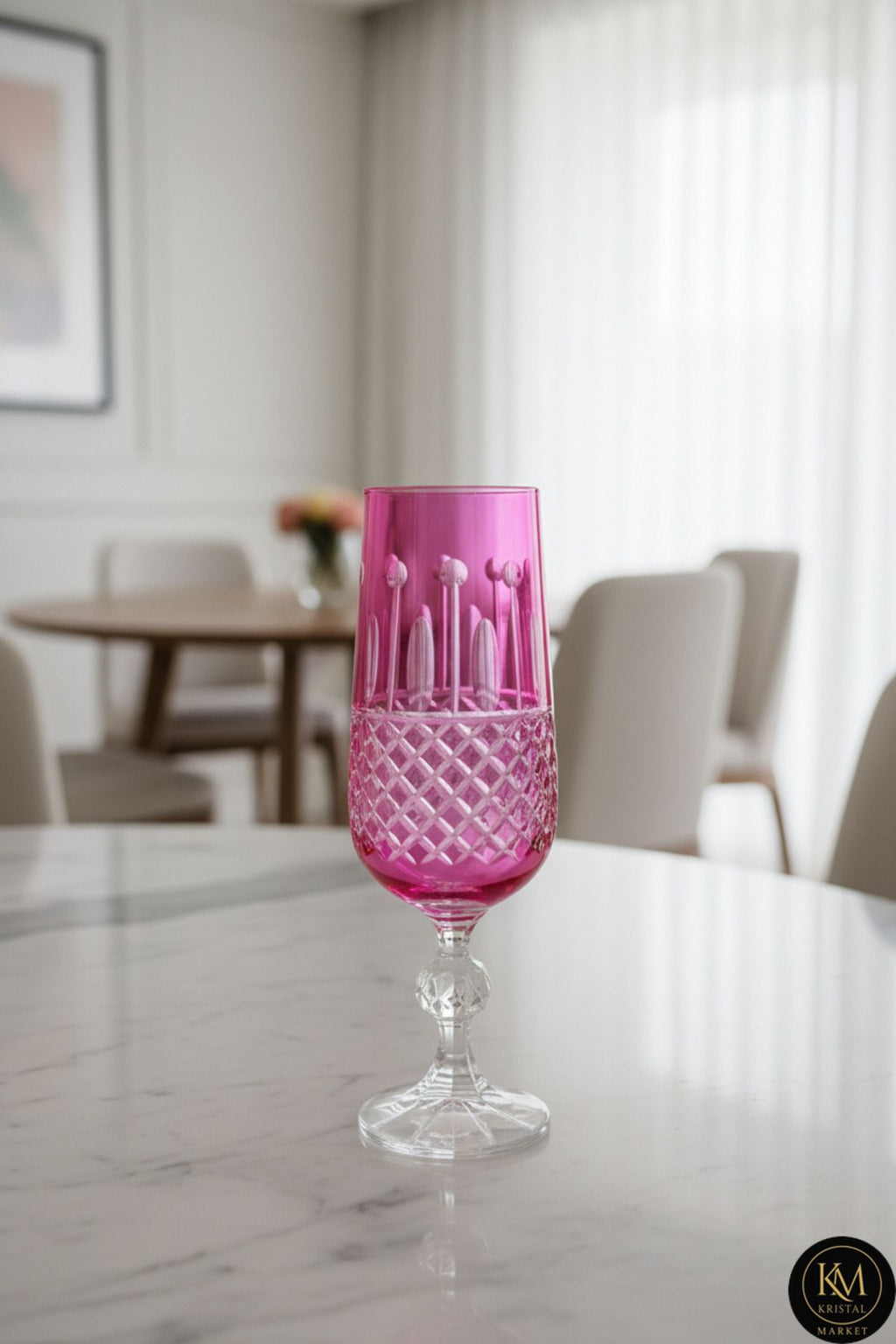 Kristal El Işçiliği Kahve Yanı Su Bardağı Royal Flüt Bohemia 6'lı Set