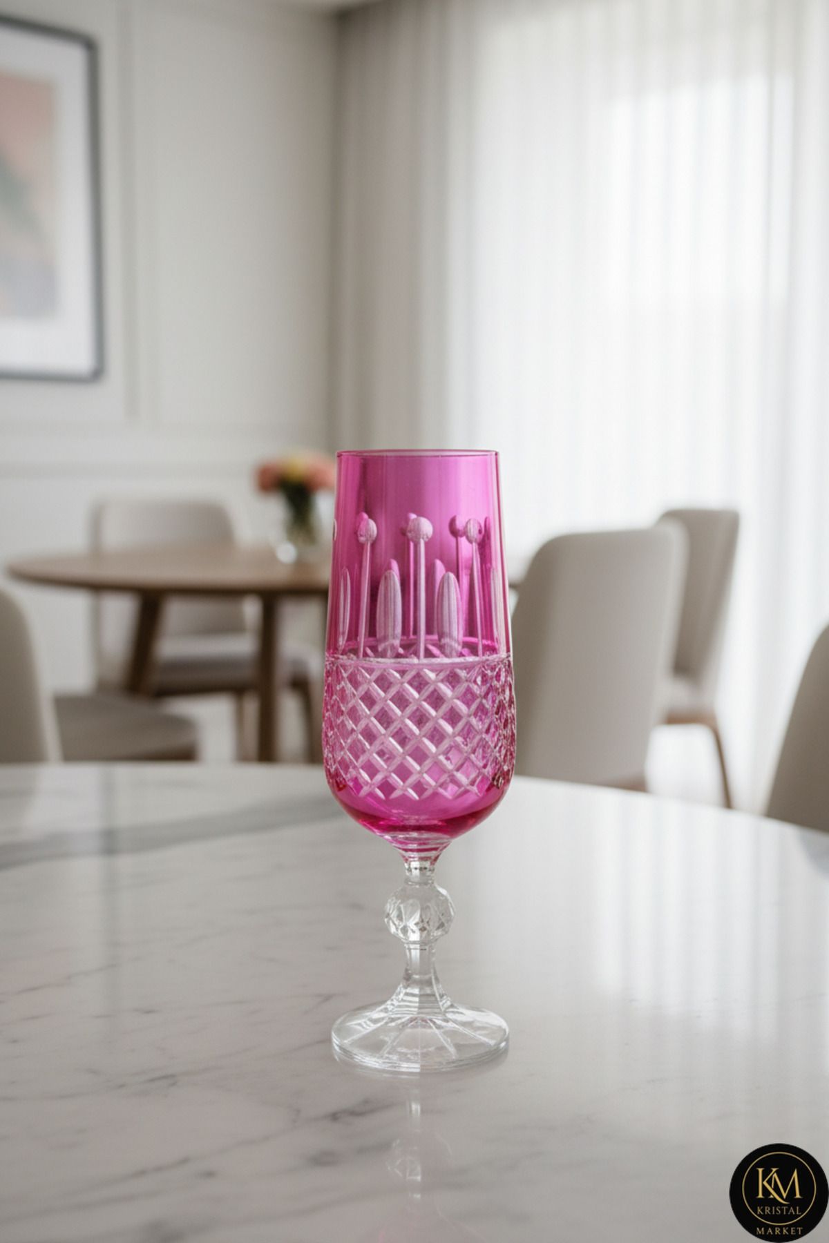 Kristal El Işçiliği Kahve Yanı Su Bardağı Royal Flüt Bohemia 6'lı Set