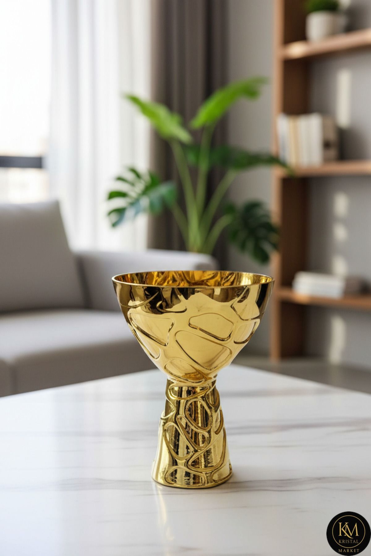 El Yapımı Kristal Class Gold Klasik Dekoratif Vazo Ürün ana görseli