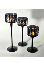 El Yapımı Kristal Damla Desen Dekoratif Mumluk Set 3'lü