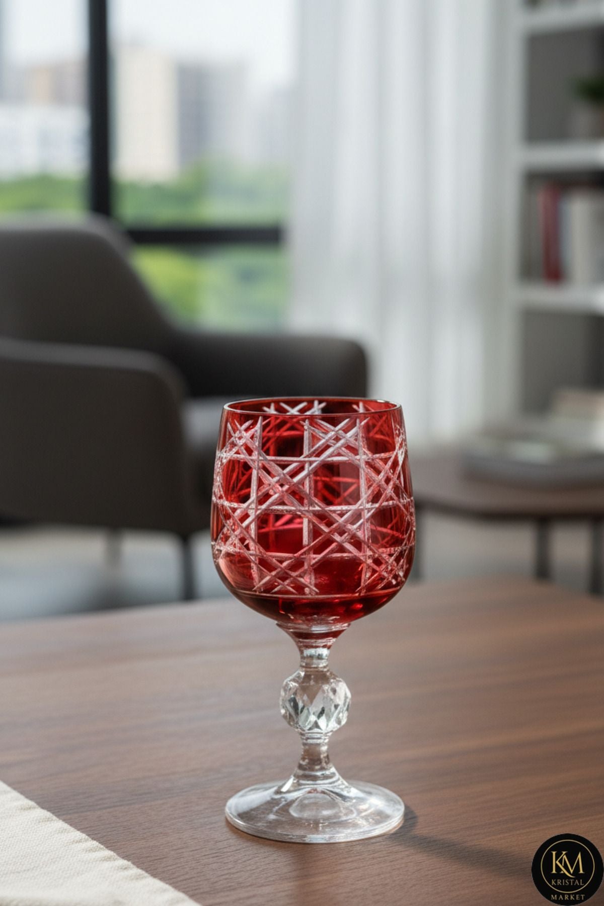 El Yapımı Kristal Bohemia Renkli Lüks Kristal Ayaklı Kadeh Kahve Yanı Su Bardağı