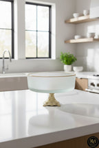 El Yapımı Kristal Gold Detay Mat Dekoratif Ayaklı Sunumluk Kase