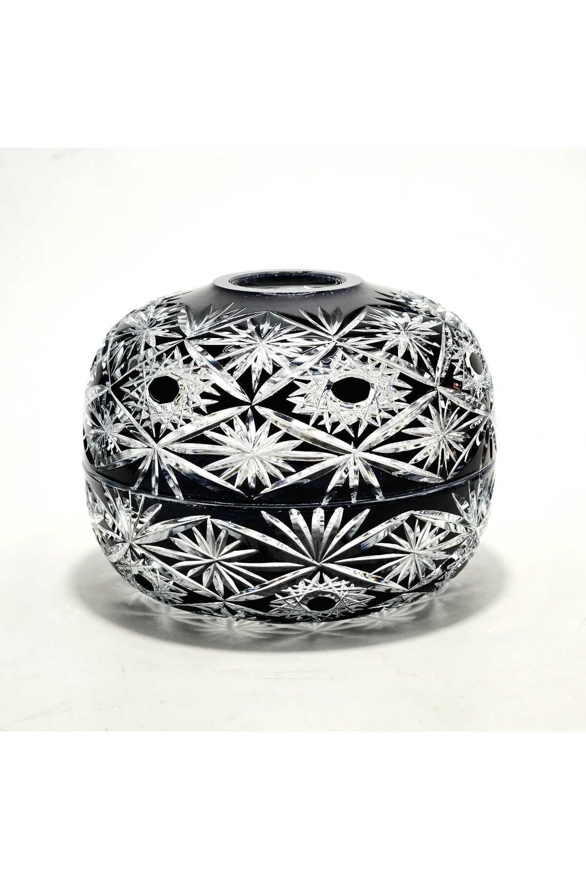 El Yapımı Kristal Avangart Vizyon Desenli Dekoratif Sunumluk Kapaklı Peçetelik Mumluk