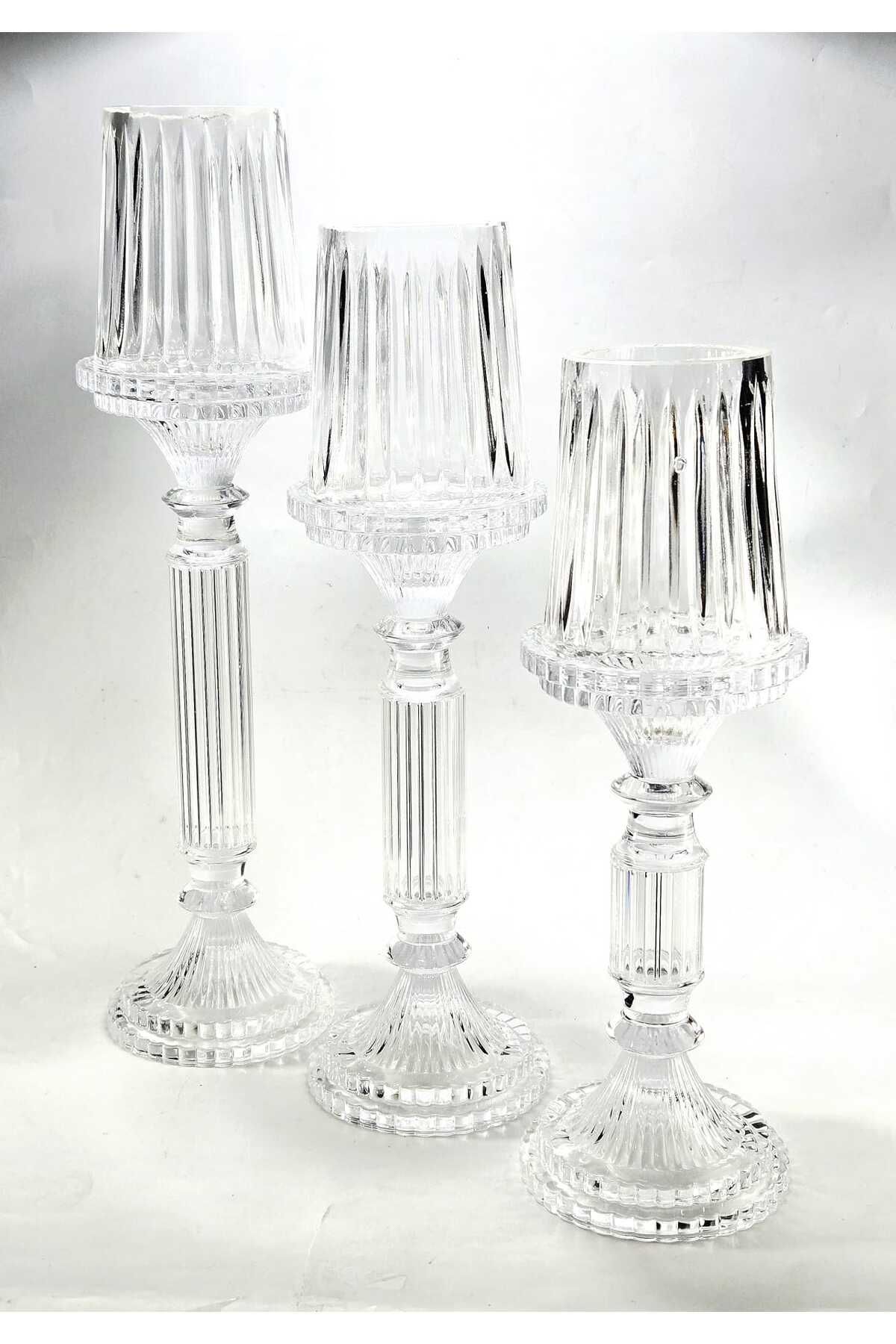 El Yapımı Kristal Dekoratif Mumluk Set 3'lü