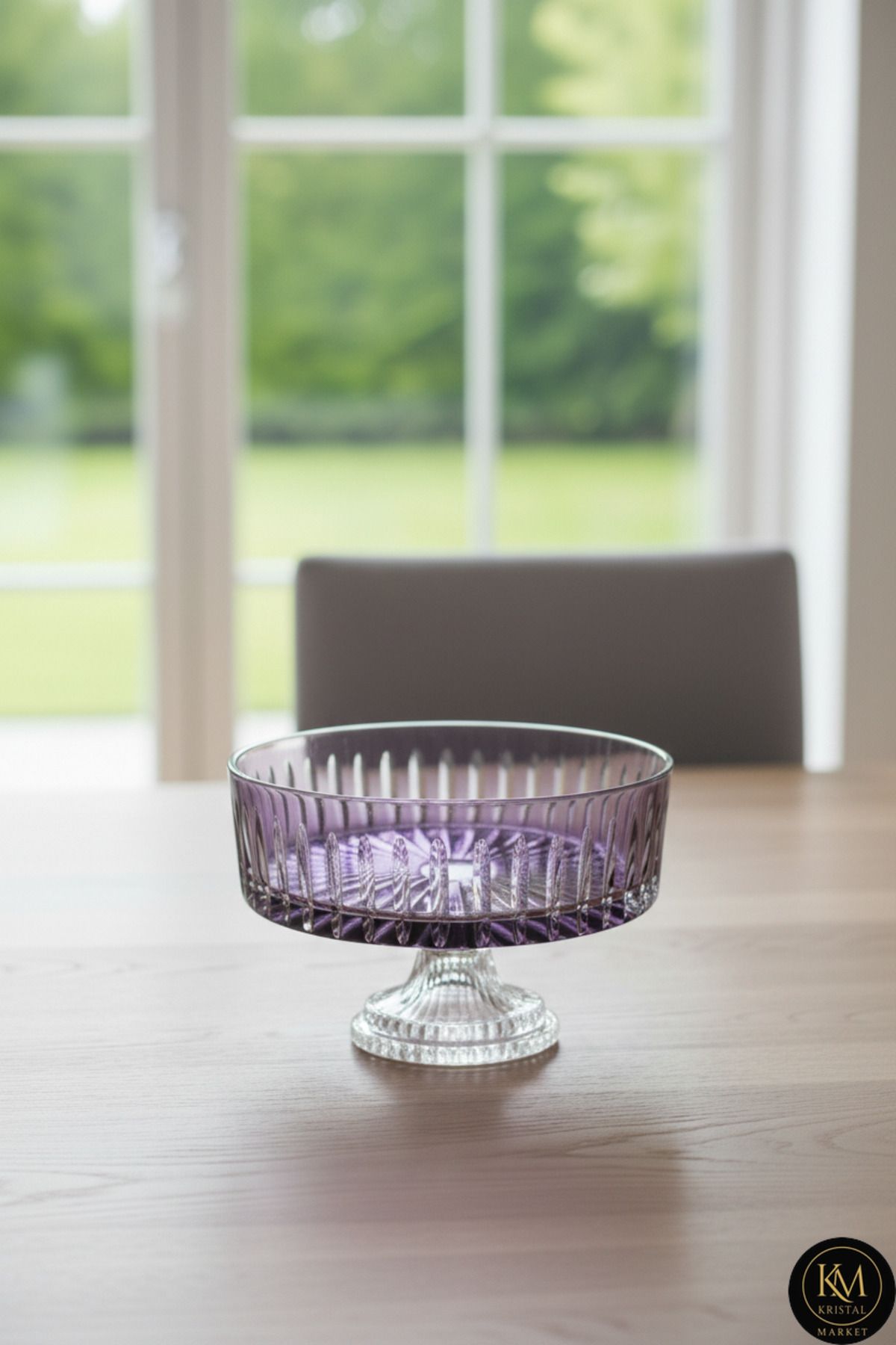 KRİSTAL KESME DEKOR SOFRA KASE SUNUMLUK MEYVELİK 25CM