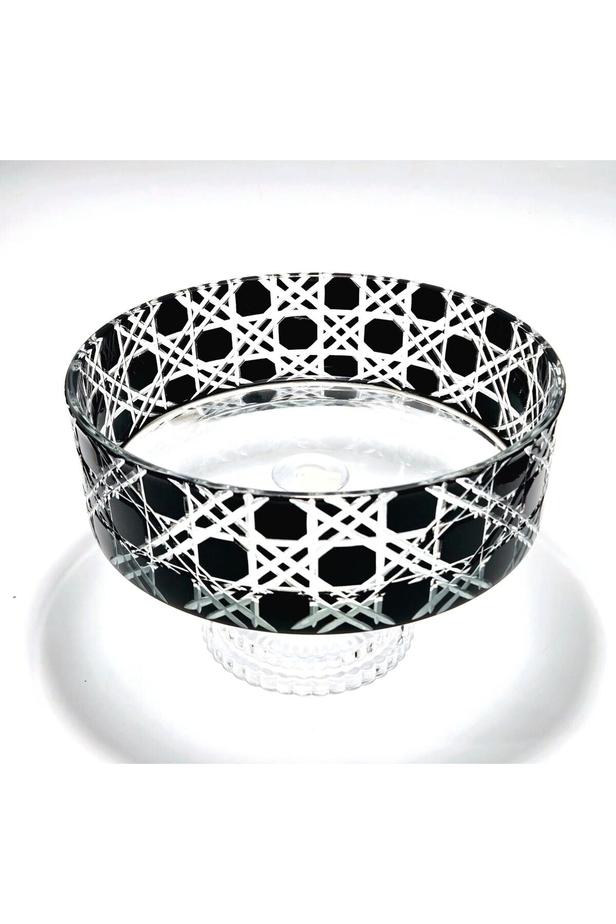 KRİSTAL DEKOR PETEK SİYAH SOFRA SUNUM KASESİ