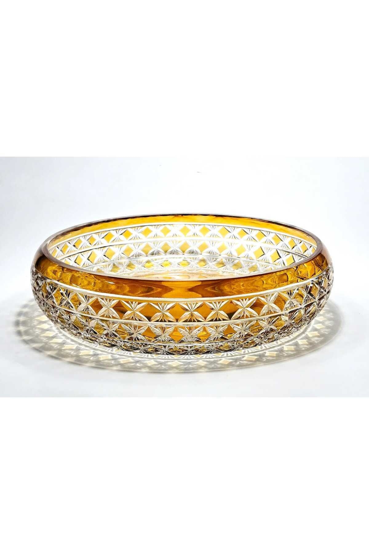 El Yapımı Kristal Desenli 28 Cm Dekoratif Sunumluk Sofra Sunum Kasesi