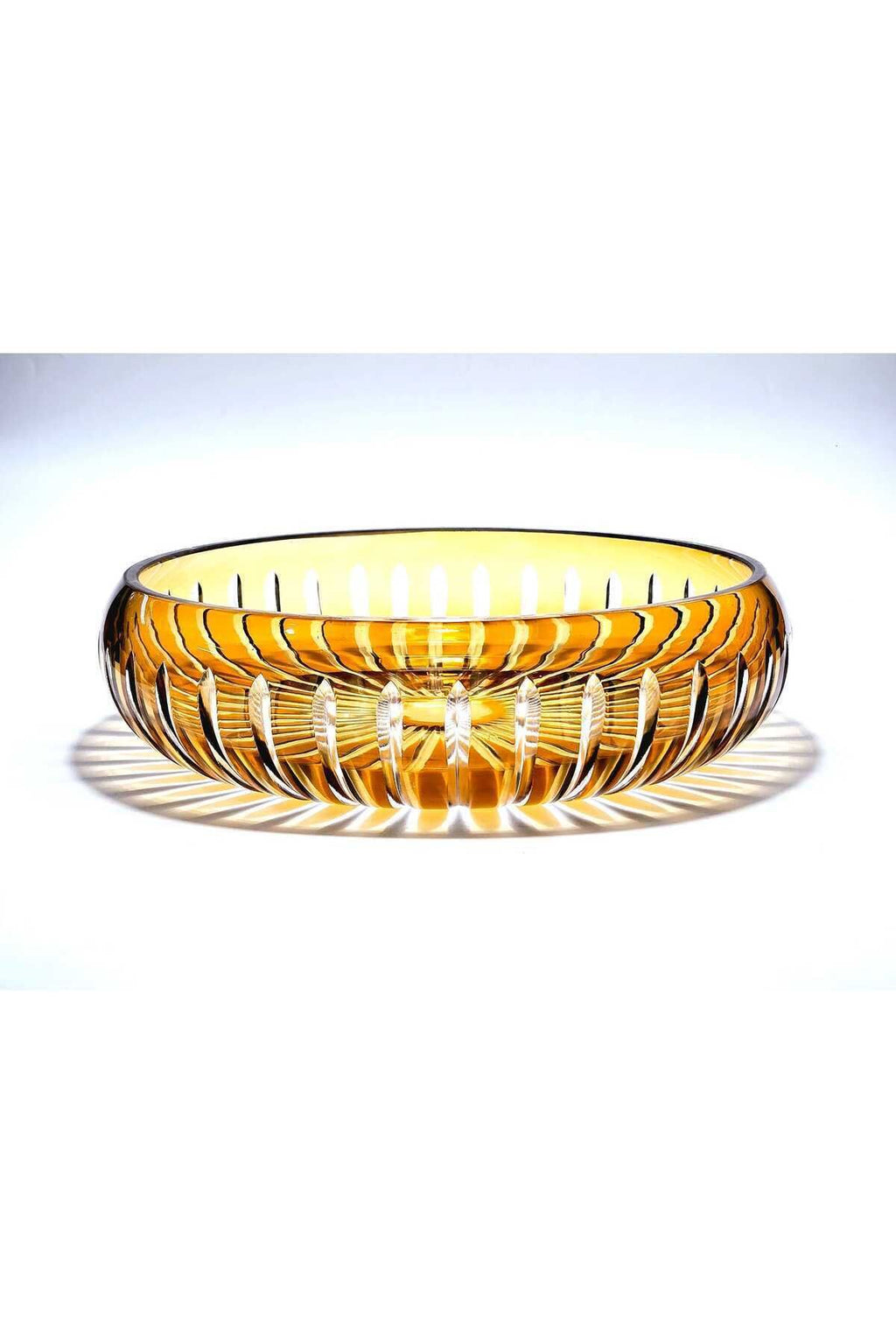 Kesme Kristal Dekor 28 Cm Amber Sofra Sunum Kasesi