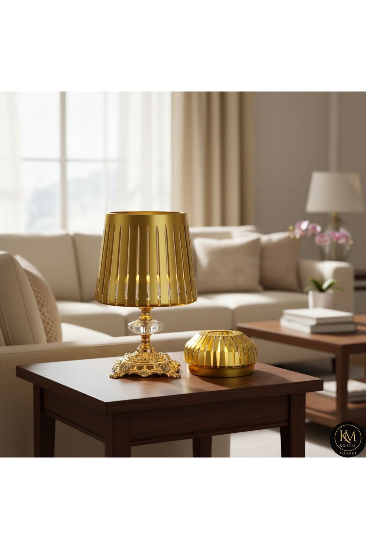 El Yapımı Kesme Kristal Pearl Vertical Desen Ayaklı Dekoratif Sunumluk Kapaklı Peçetelik Mumluk Ürün ana görseli