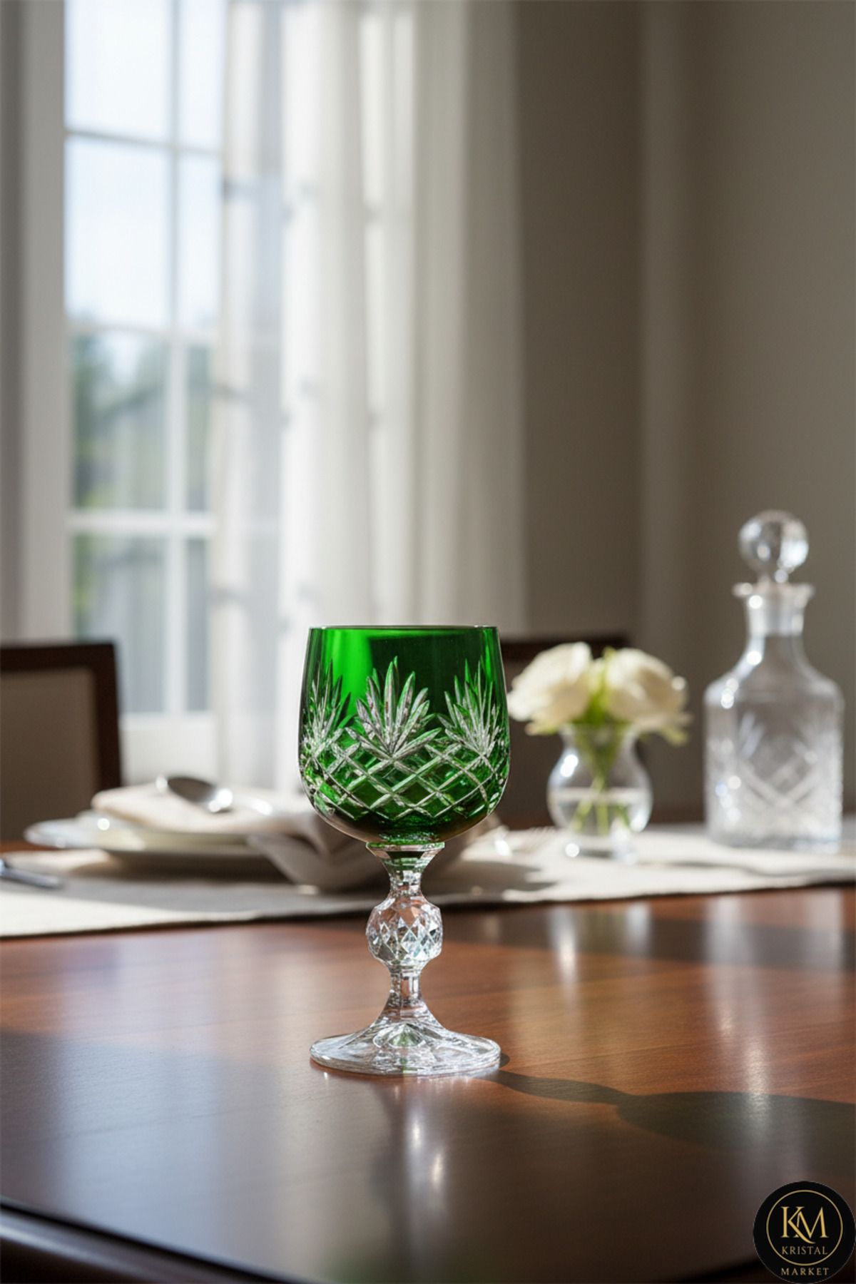 El Yapımı Kristal Püsküllü Renkli Lüks Ayaklı Kadeh Kahve Yanı Su Bardağı Ürün ana görseli