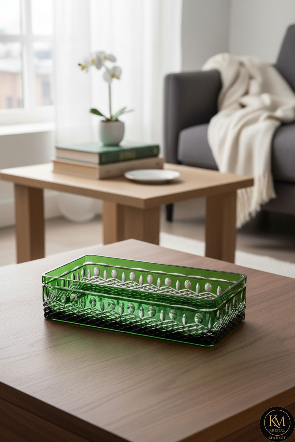 El Yapımı Kristal Royal Desenli Baton Dekoratif Sunumluk Sofra Sunum Kasesi Ürün ana görseli