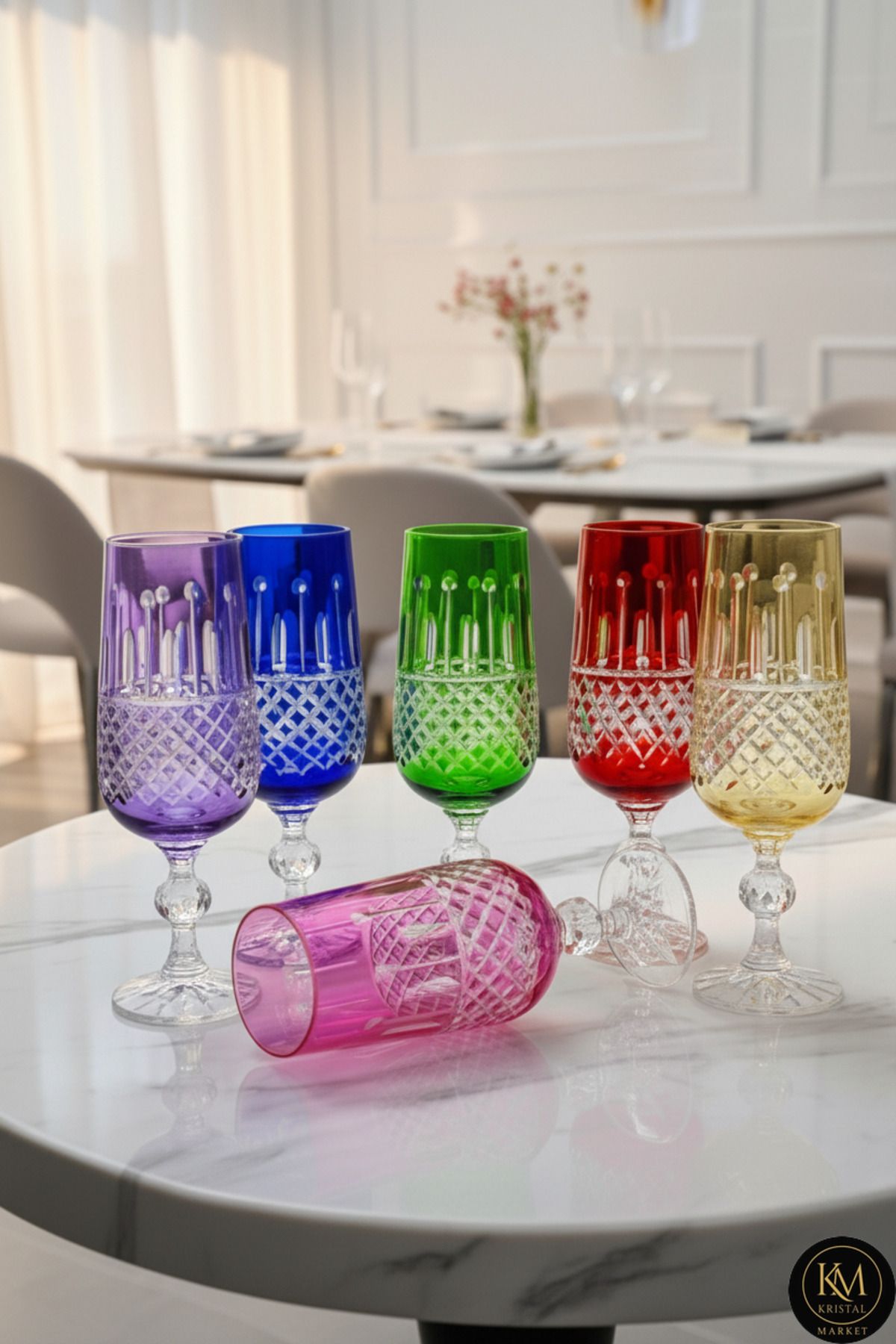 KESME KRİSTAL EL İŞÇİLİĞİ KAHVE YANI Flüt SU BARDAĞI Ürün ana görseli