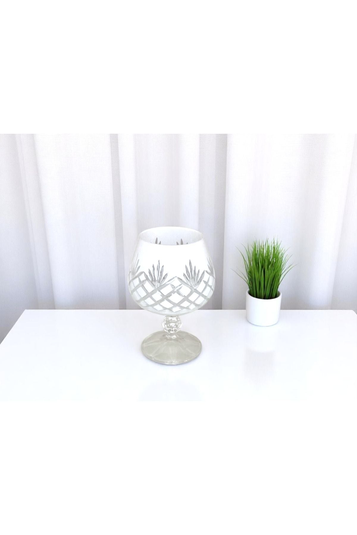 El Yapımı Kristal Ayaklı Dekoratif Sunumluk Kahve Yanı Likör Su Bardağı Takım 6'lı Ürün ikincil görseli