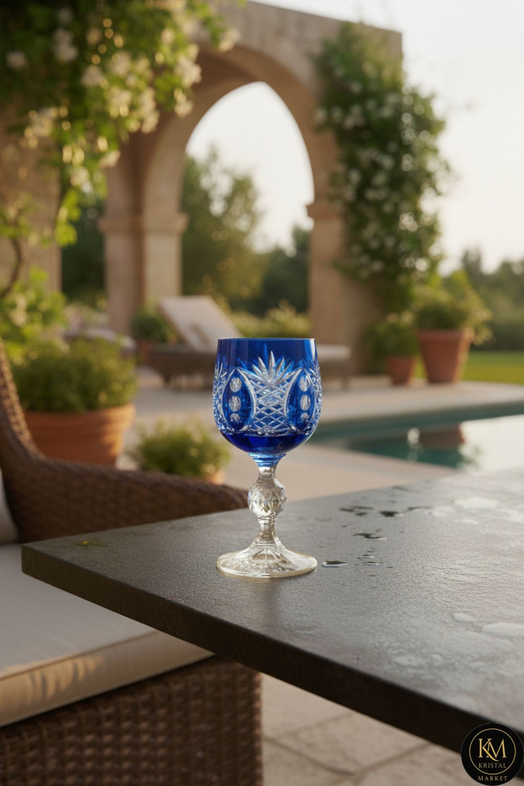 ANANAS DESENLİ KRİSTAL AYAKLI LÜKS BARDAK