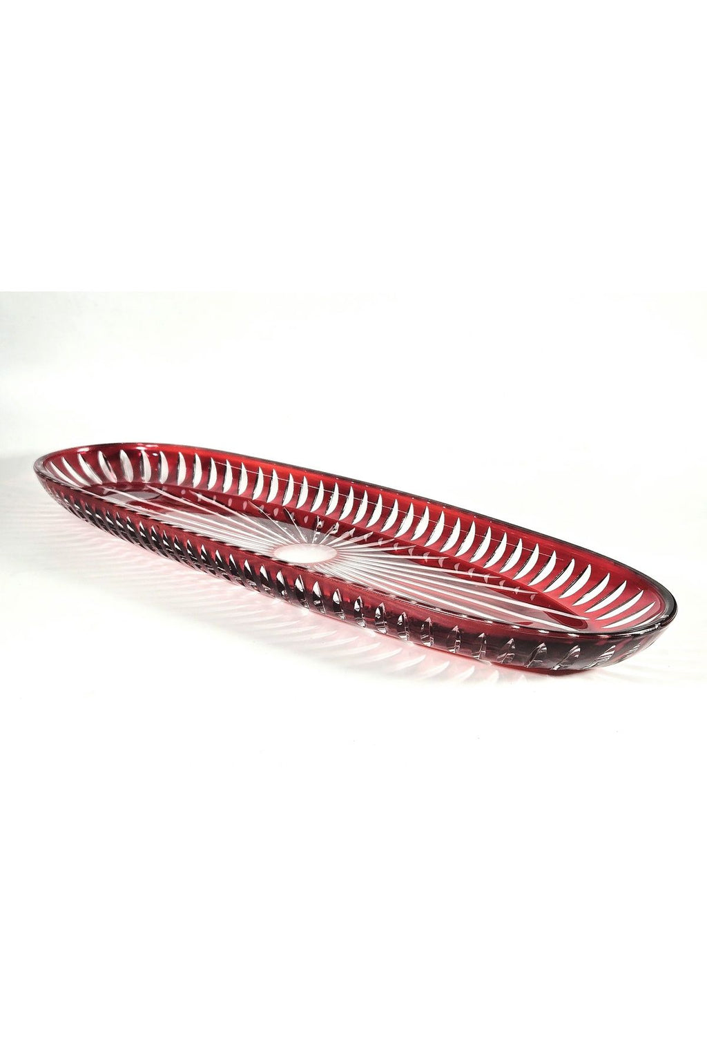El İşçiliği Kesme Kristal 50 CM Büyük Kayık Sunumluk Vertical Desen