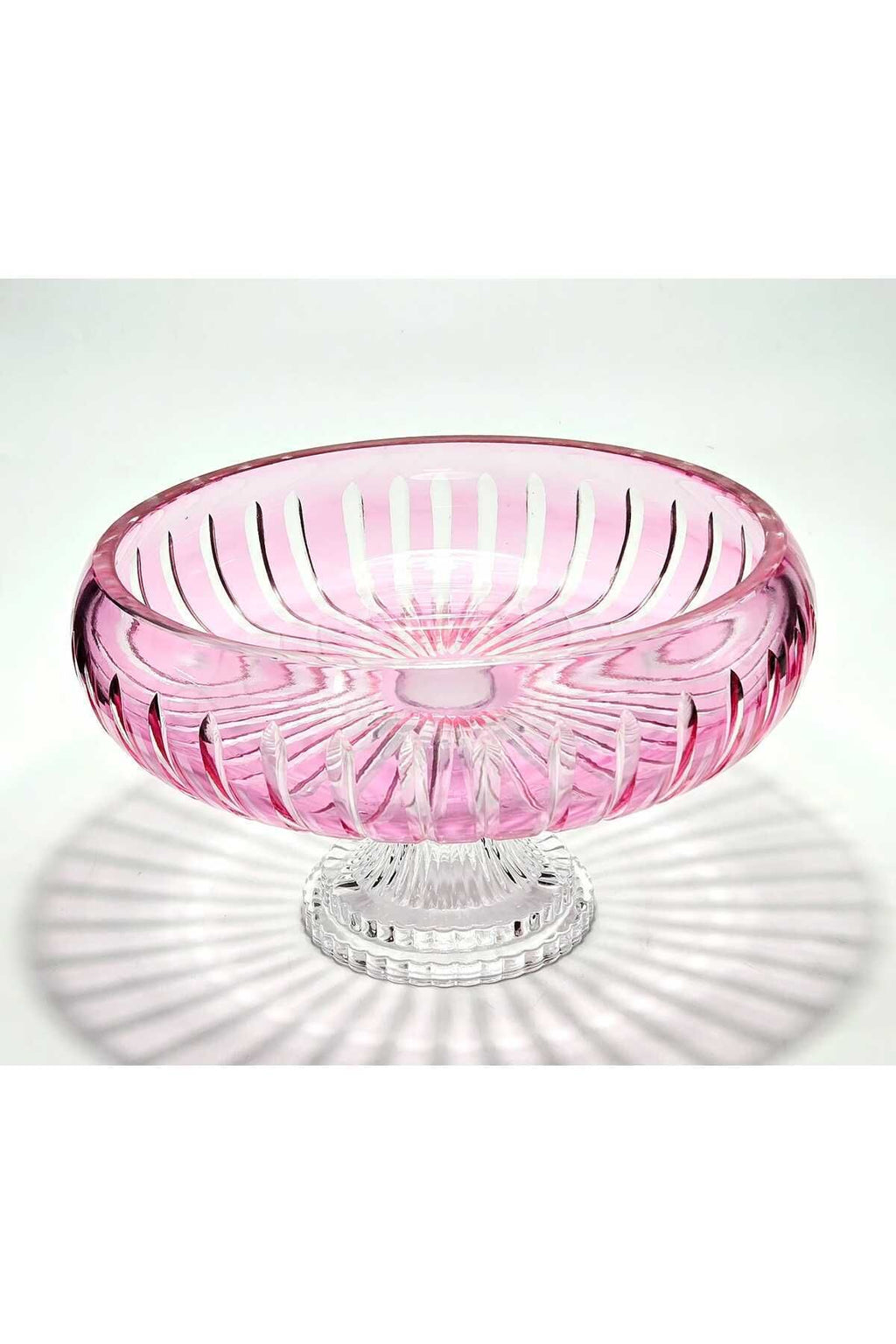 El Yapımı Kesme Kristal Vertical Desen 28 Cm Dekoratif Sunumluk Ayaklı Sofra Sunum Kasesi