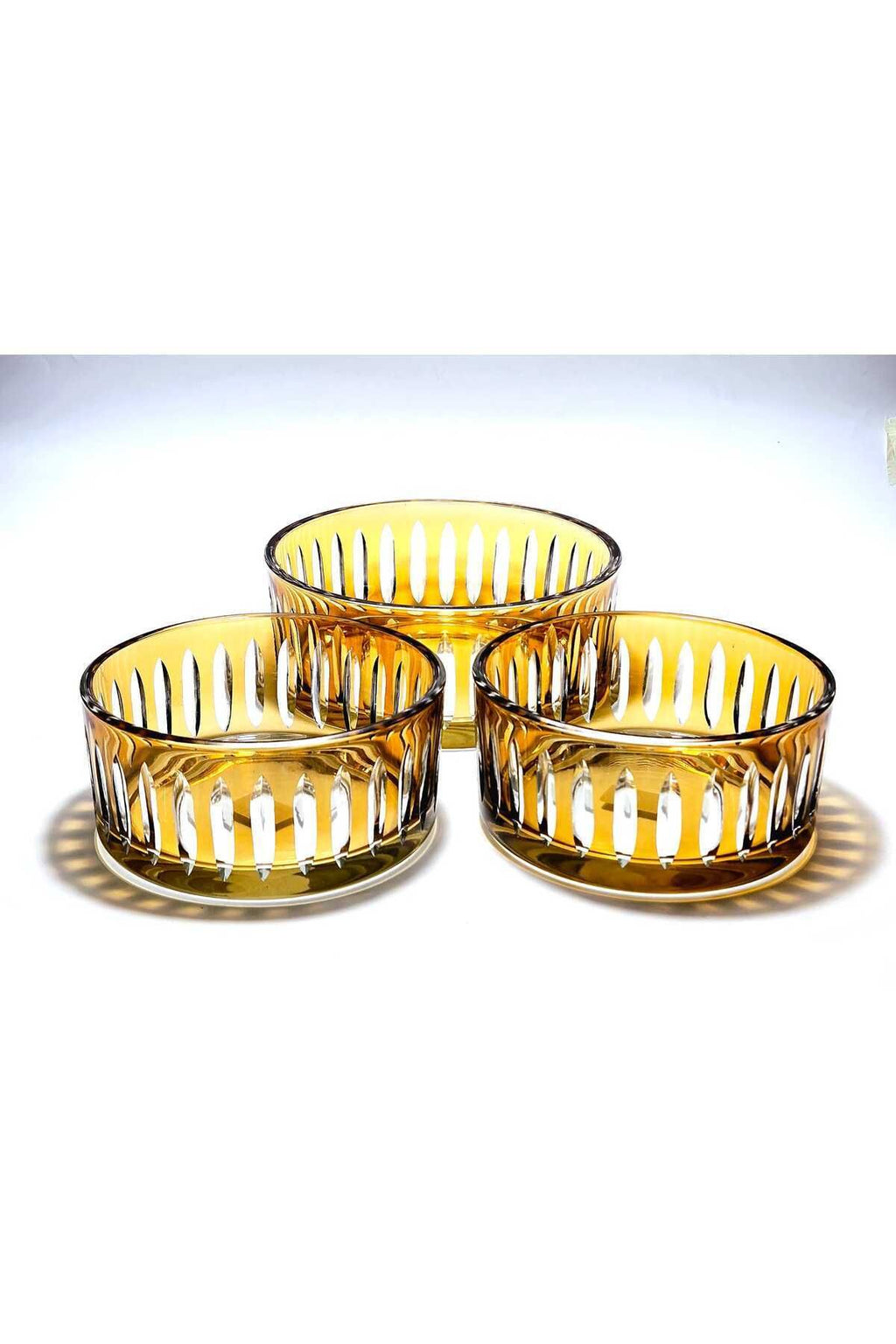 KESME KRİSTAL 3'LÜ AMBER SOFRA SUNUM SETİ