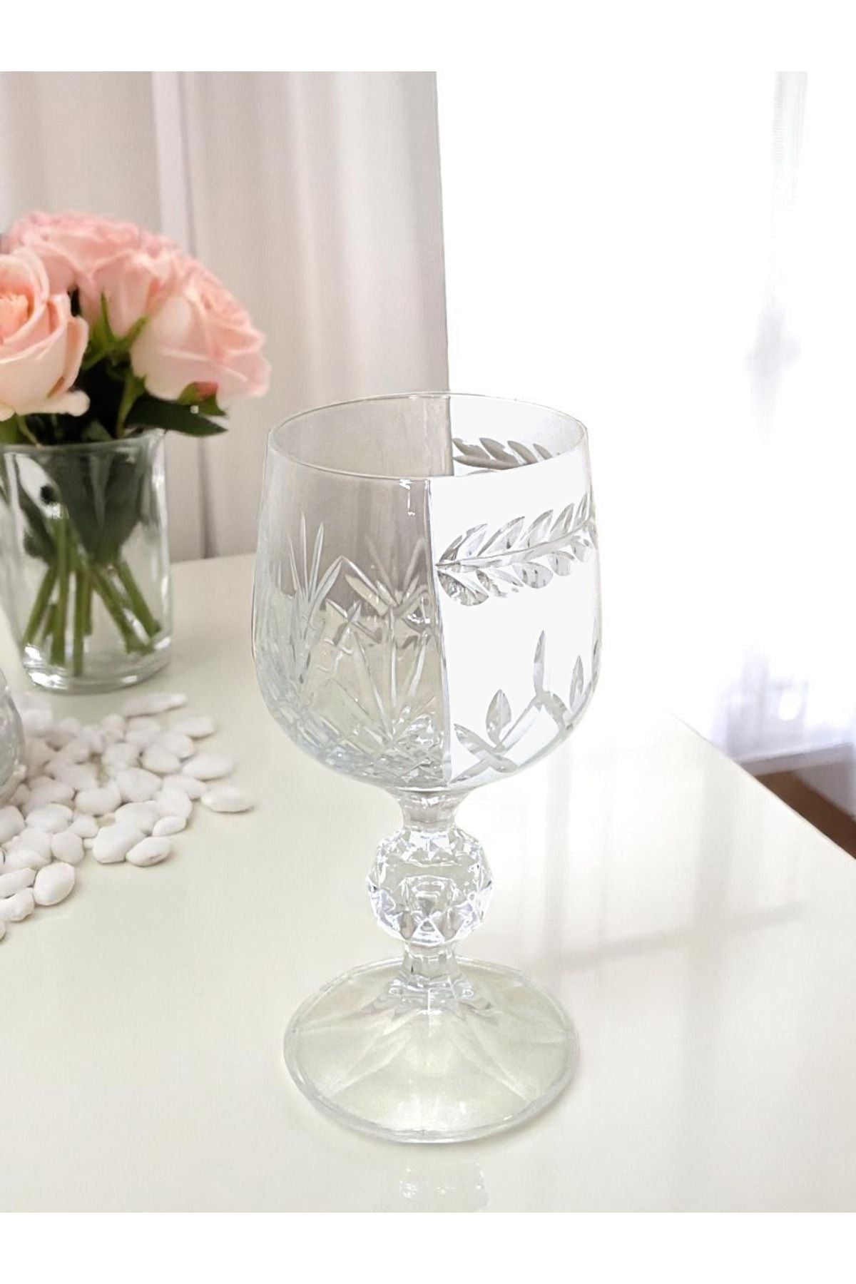 El Yapımı Kristal Ayaklı Dekoratif Sunumluk Kahve Yanı Likör Su Bardağı Takım 6'lı Ürün ikincil görseli