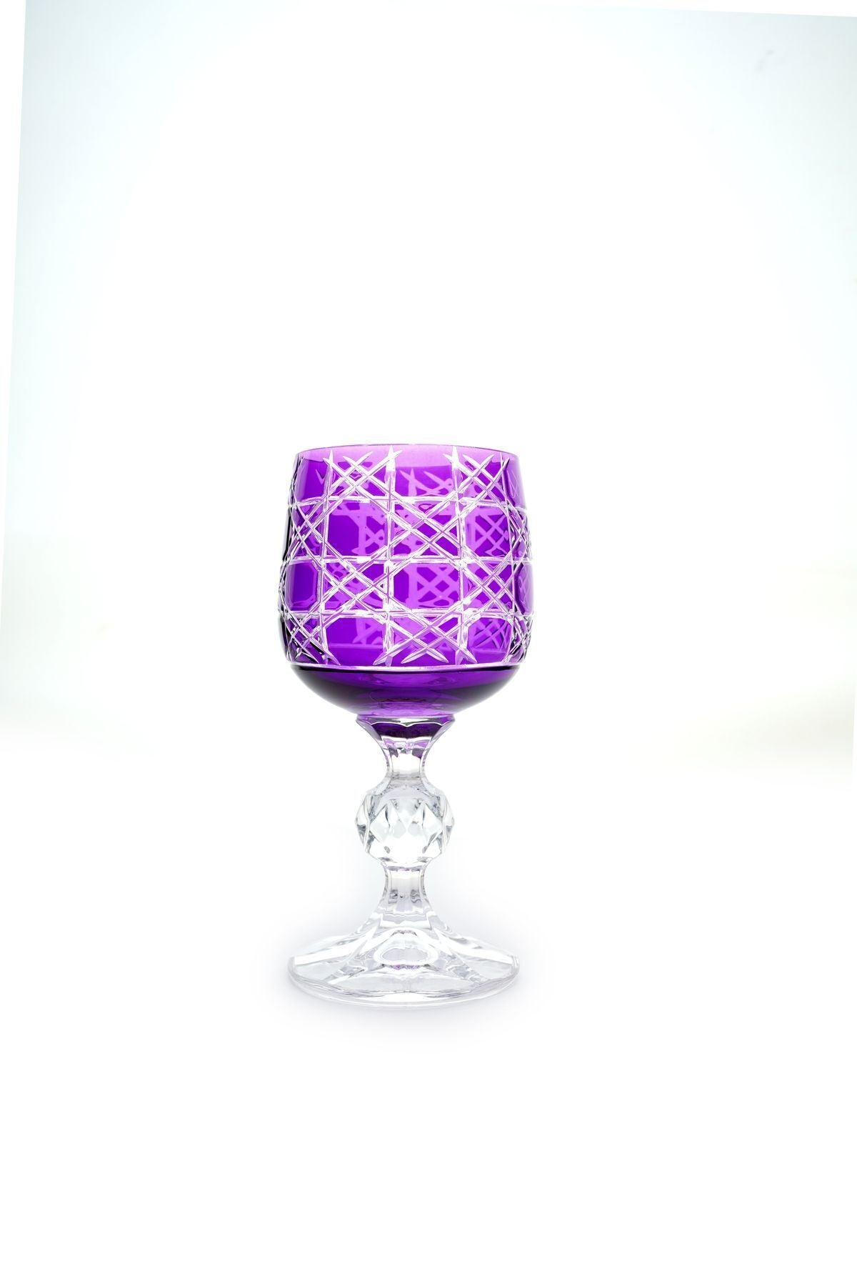 El Yapımı Kristal Bohemia Renkli Lüks Kristal Ayaklı Kadeh Kahve Yanı Su Bardağı Ürün ana görseli