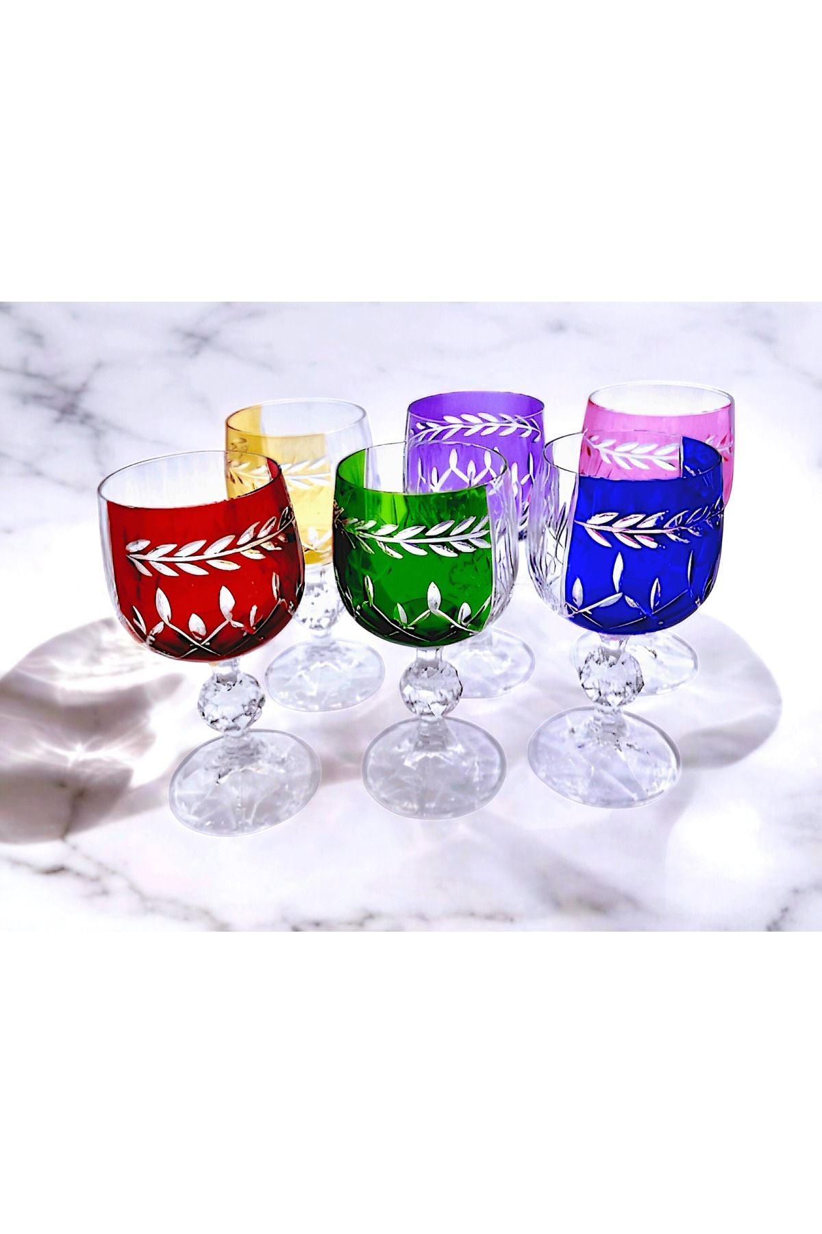 6'lı Bohemia Kristal Kadeh Çift Renk Kahve Yanı Bardağı ,passion Model Ürün ikincil görseli