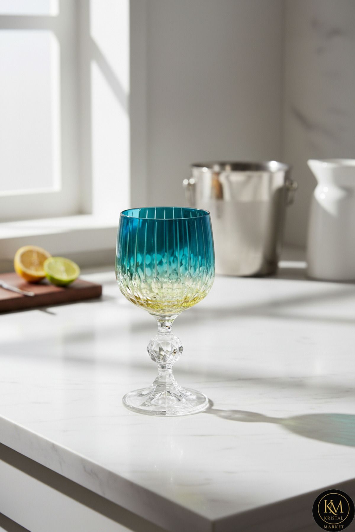 KRİSTAL AYAKLI LÜKS DEKOR BARDAK 6'lı Set Ürün ikincil görseli