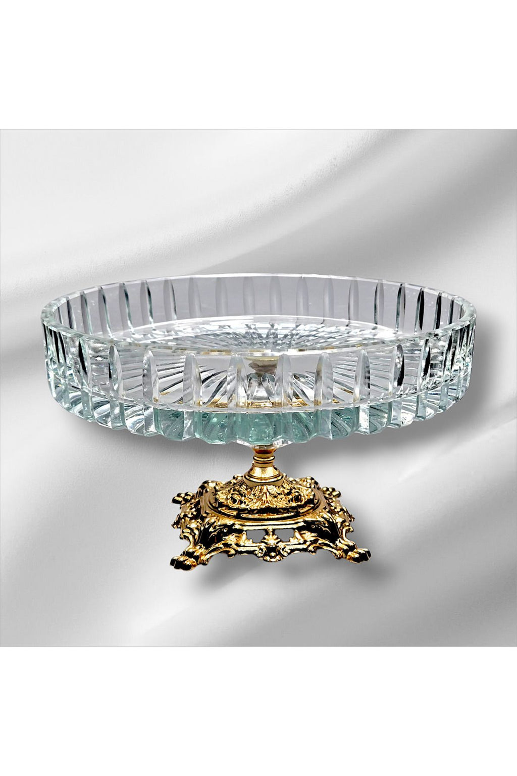 El Yapımı Kesme Kristal Vertical Kesim 25 Cm Dekoratif Sunumluk Kase