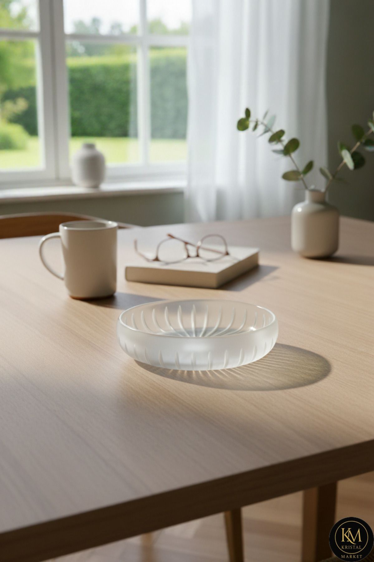 El YapımıKesme Kristal Vertical Desen 28 Cm Dekoratif Sunumluk Sofra Sunum Kasesi Ürün ana görseli